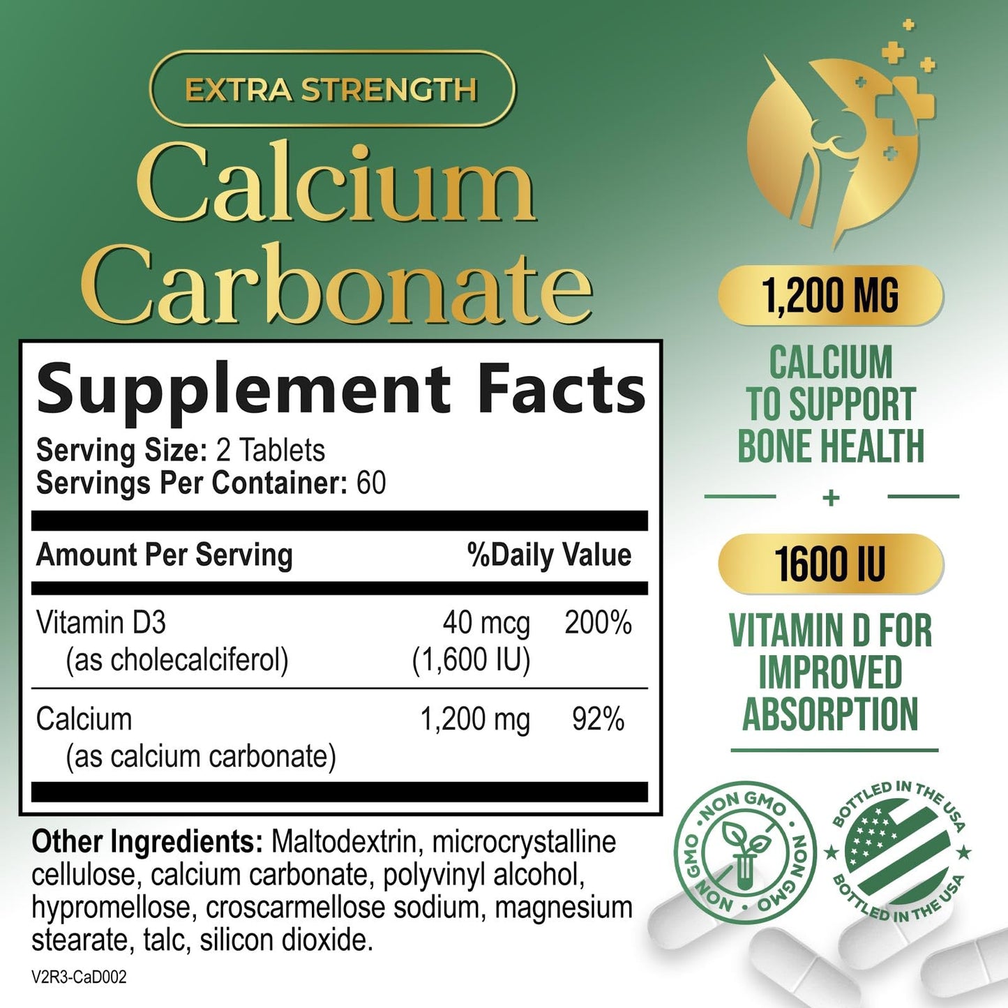 Nature's Peak Calcium 1200 mg with Vitamin D3 Tablets, 120 Count