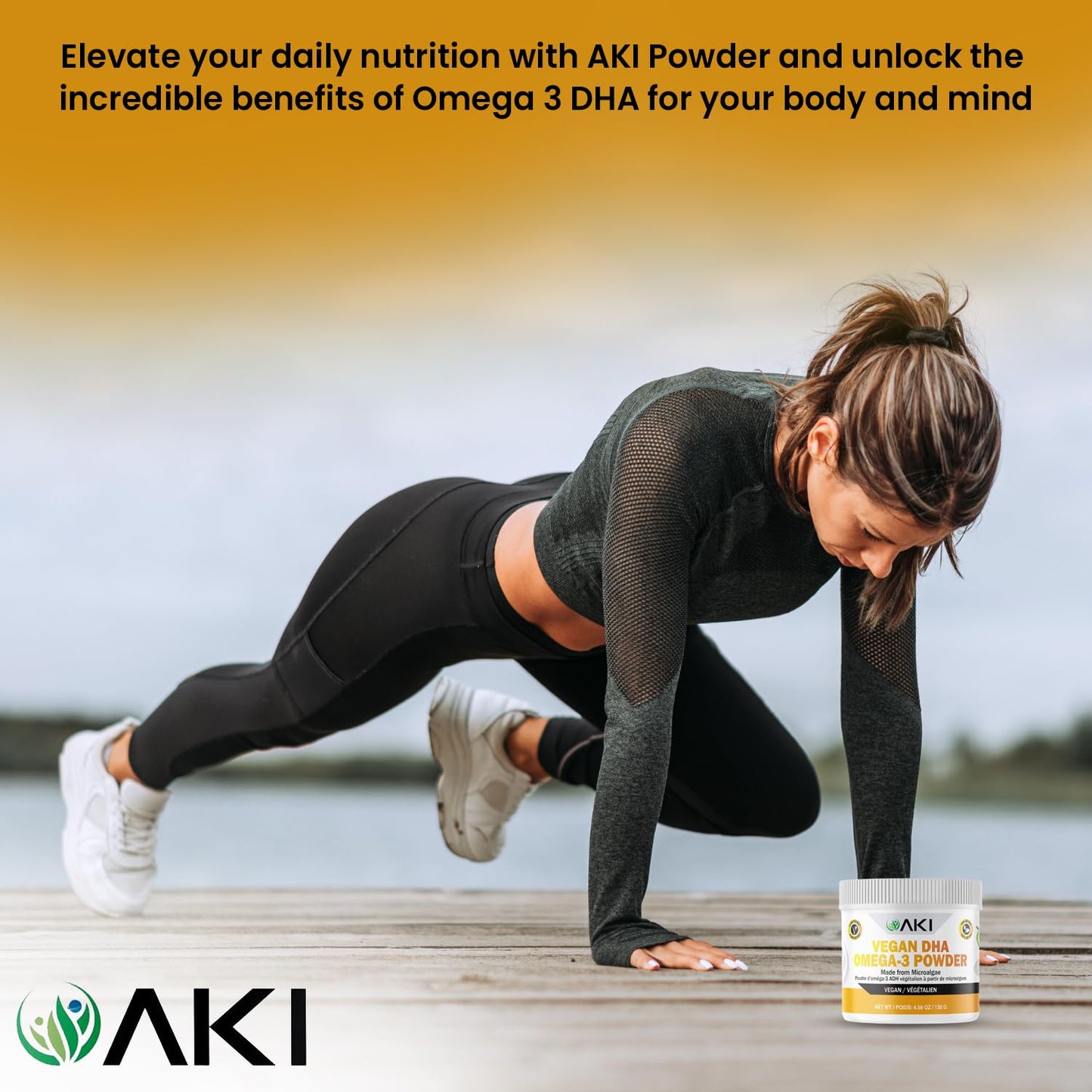 AKI ORGANIC Omega 3 DHA Micro Algae Powder, 4.6 Ounce