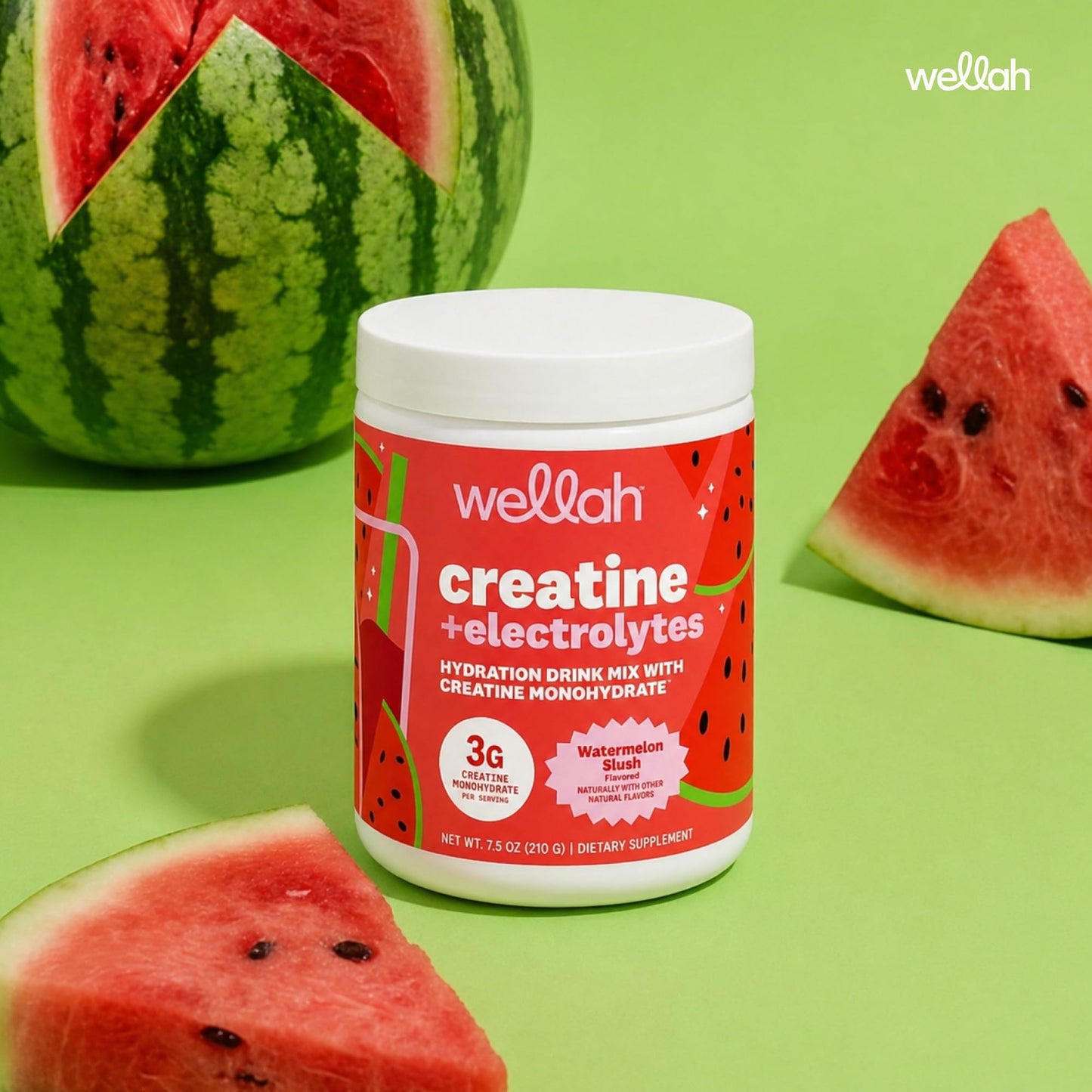 Wellah Creatine + Electrolytes Powder Watermelon Slush 7.5 Ounce