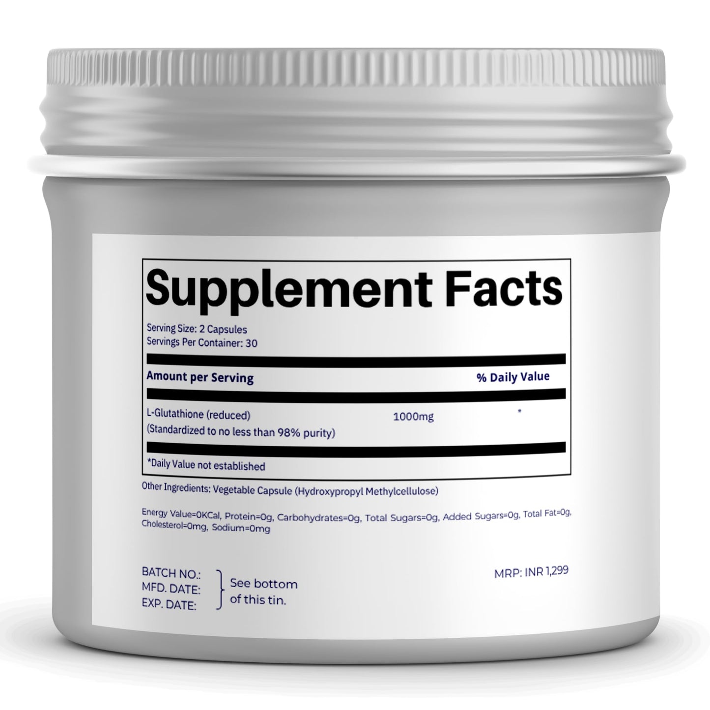 FOLIUS LABS Clean Label L-Glutathione 98% (Reduced) Capsules, 60 Count