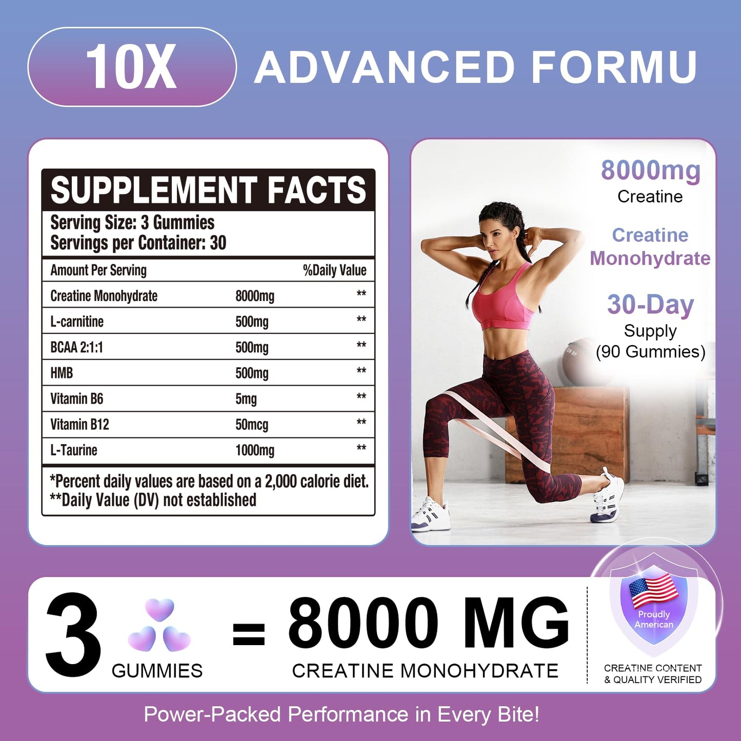 Fudualvdel Creatine HMB Monohydrate Gummies 90 Count