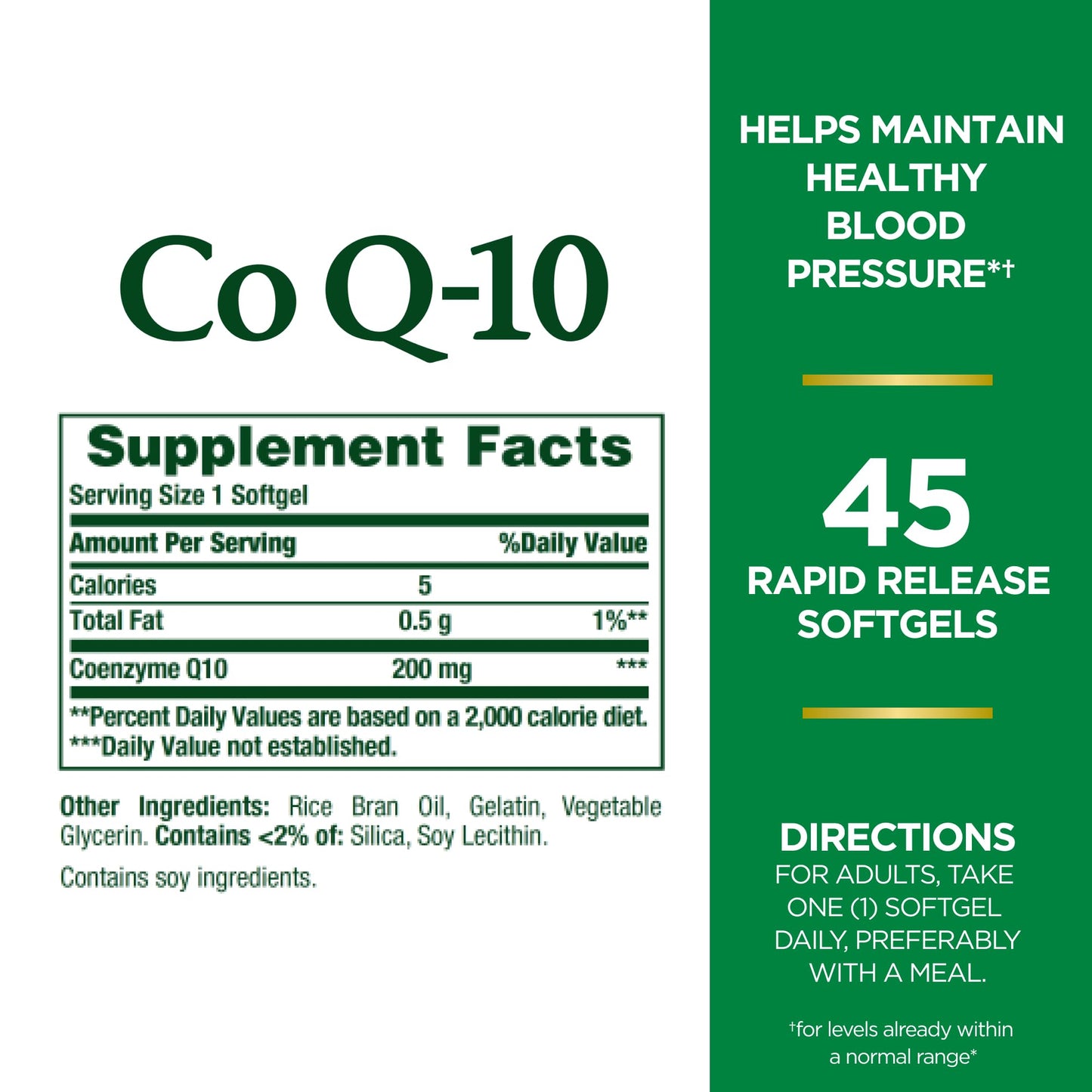 Nature's Bounty CoQ10 200mg Softgels, 45 Count