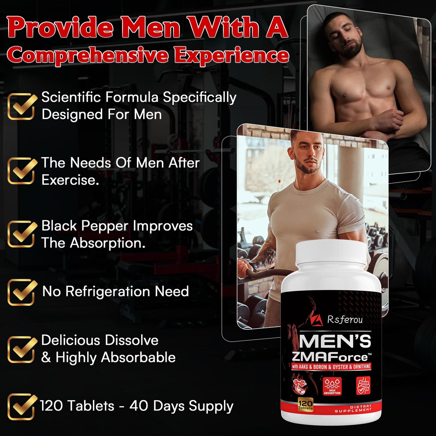 Rsferou ZMAFORCE Male Enhancement Supplement Tablets, 120 Count
