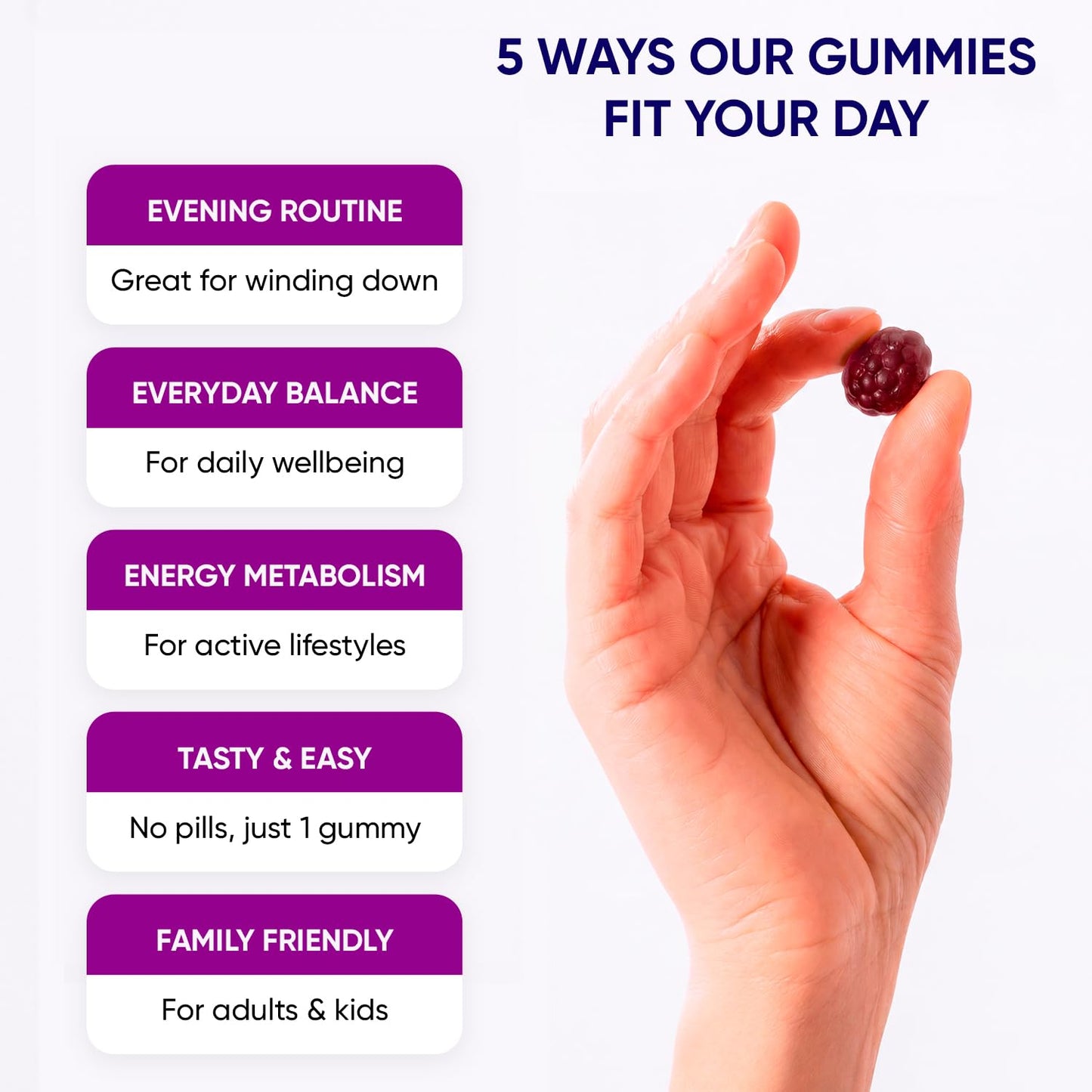 PURA WEX NUTRITION Magnesium Glycinate Gummies 400mg Extra Strength BlackBerry Flavor, 60 Count