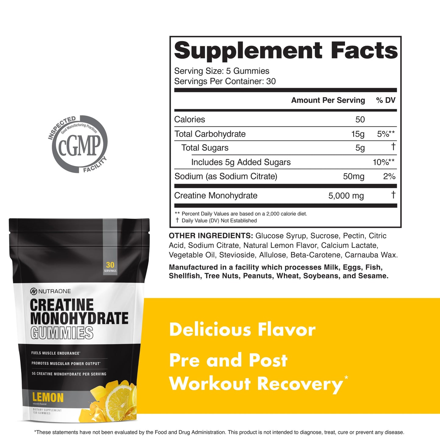 NutraOne Creatine Monohydrate Gummies, 150 Gummies