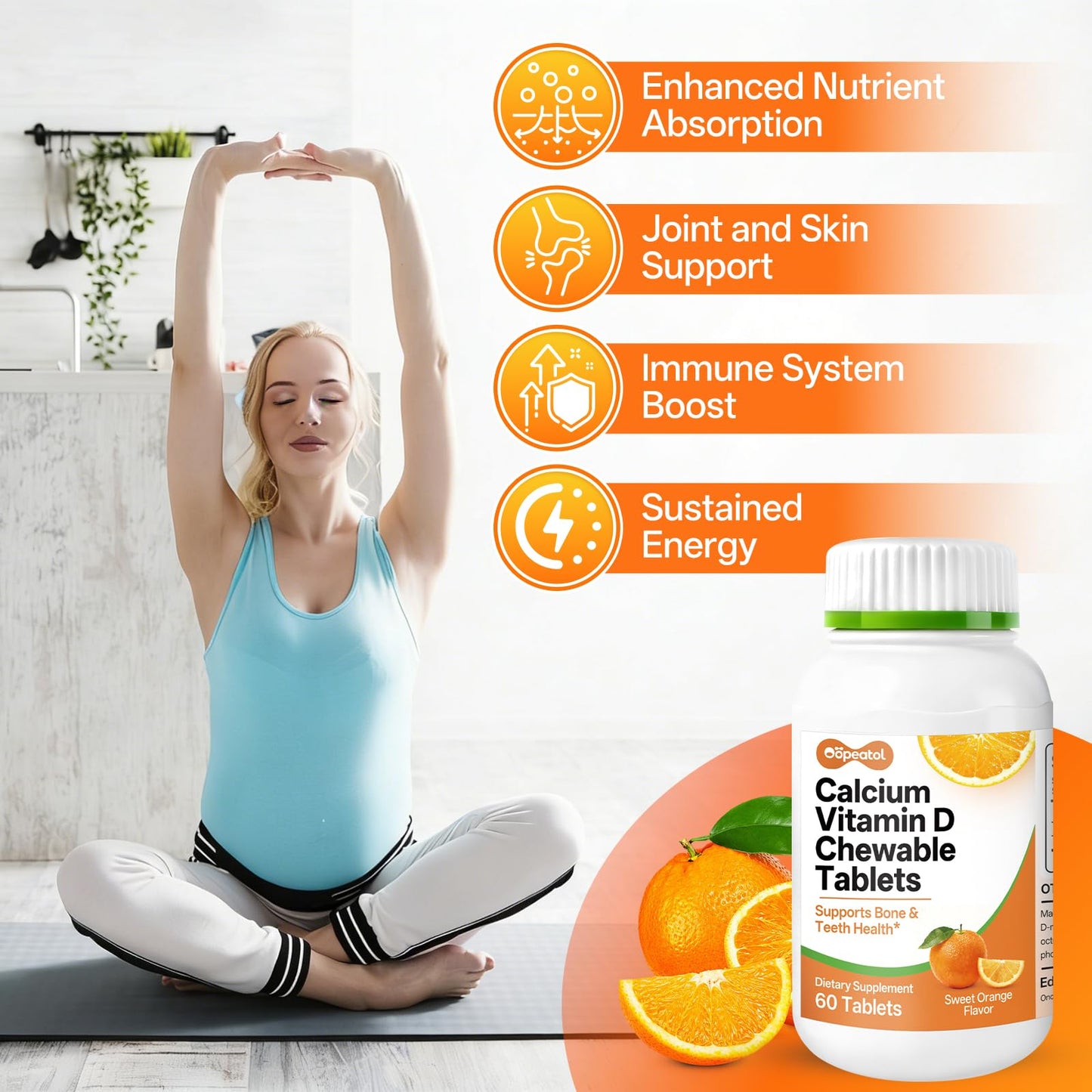 Oopeatol Calcium with Vitamin D3 Chewable 60 Count