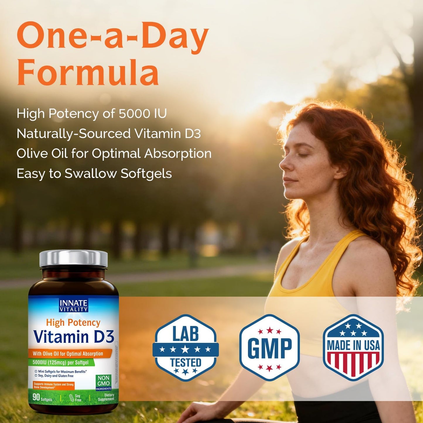 Innate Vitality Vitamin D3 5000 IU (125 mcg) 90 Softgels