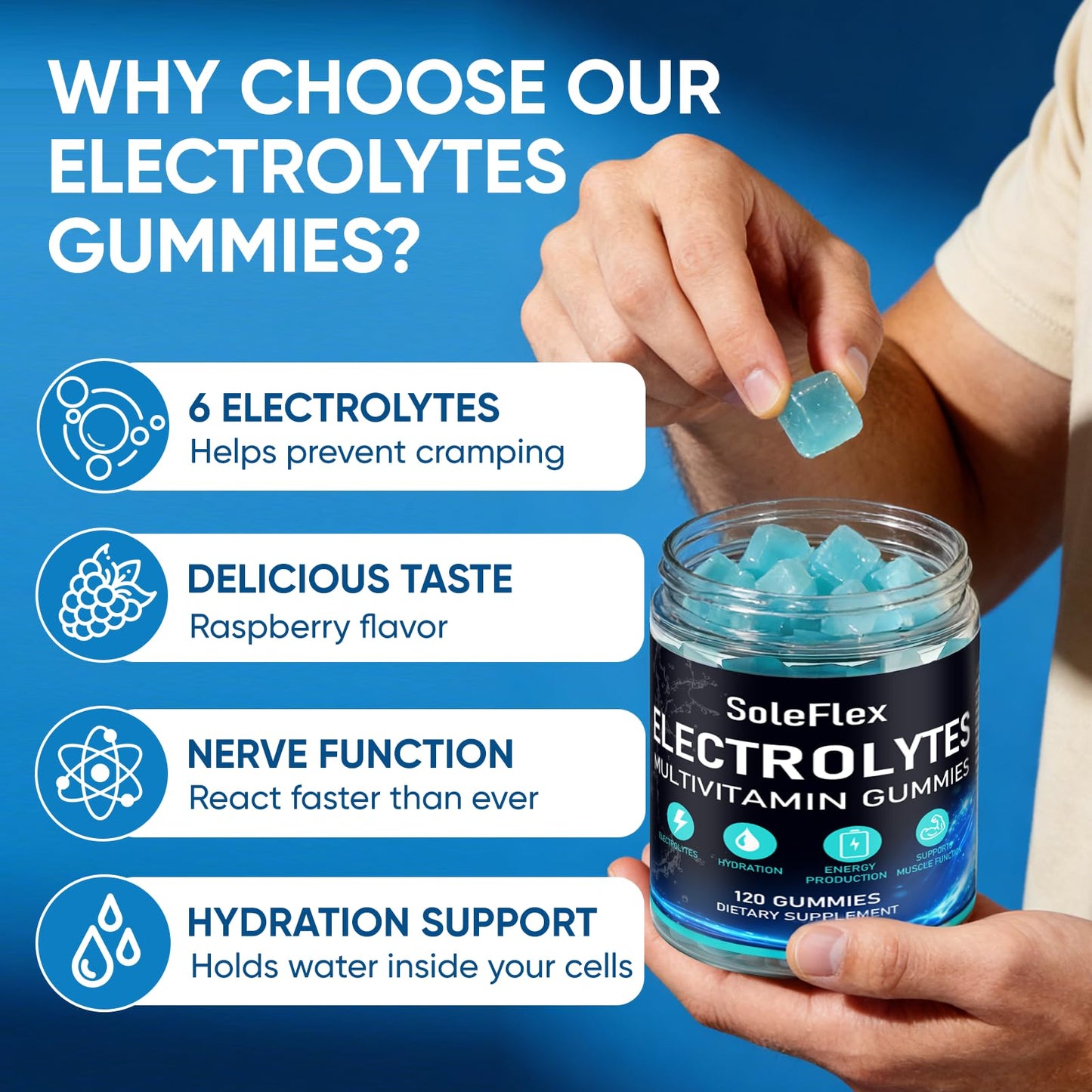 TOGOLIUN Soleflex Electrolyte Gummies for Hydration, 120 Gummies