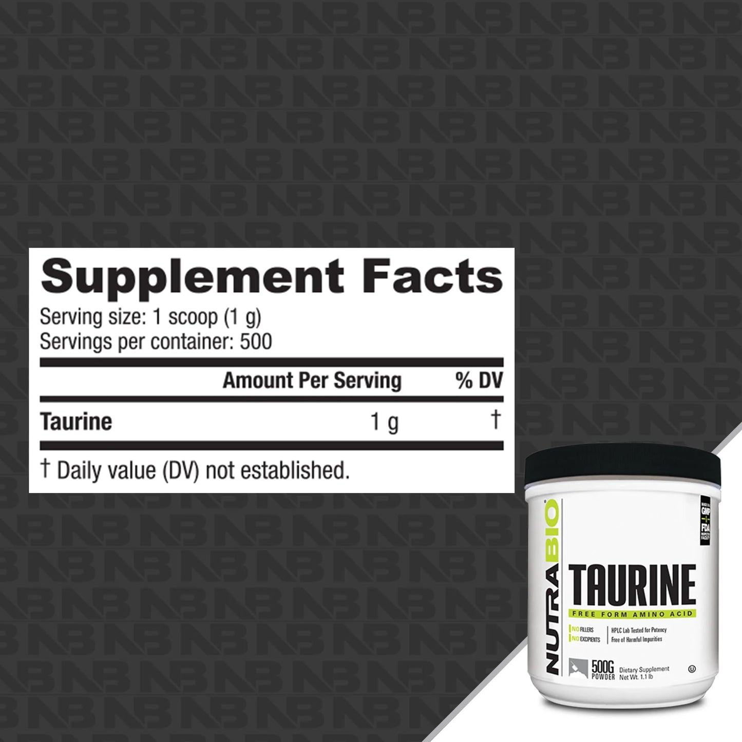 NutraBio Taurine Powder 17.6 oz