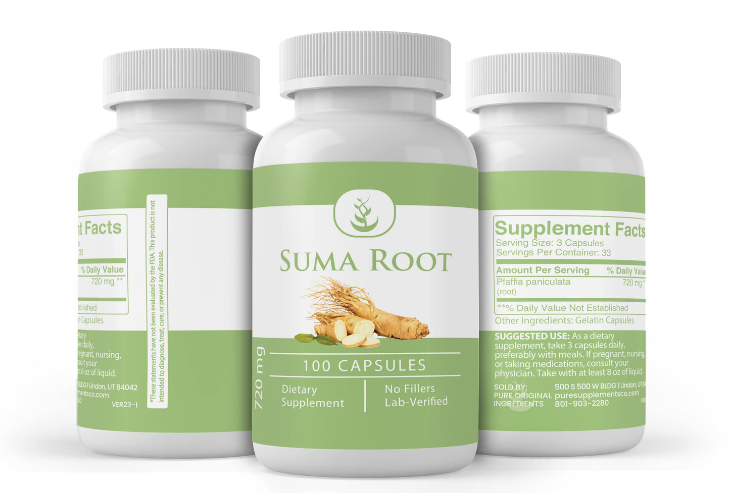 PURE ORIGINAL INGREDIENTS Suma Root Capsules 200