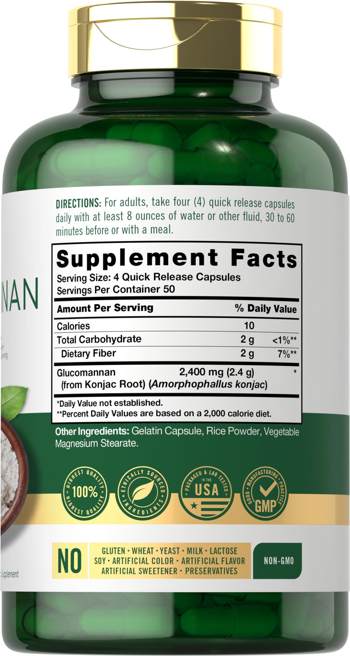 Carlyle Glucomannan Capsules, 200 Count