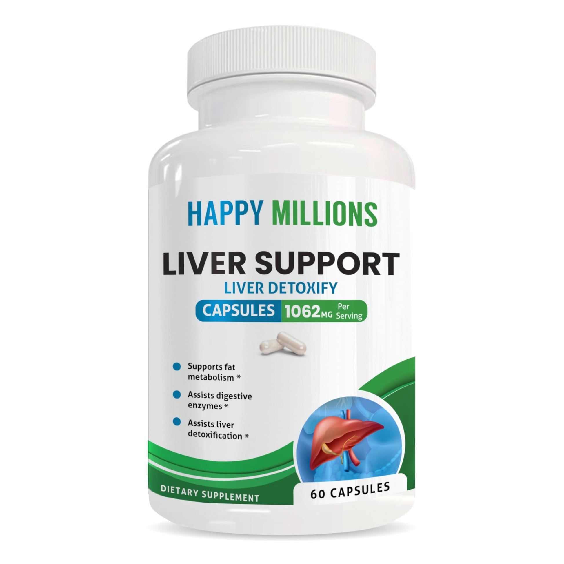 HAPPY MILLIONS Liver Support Supplement Capsule, 60 Count