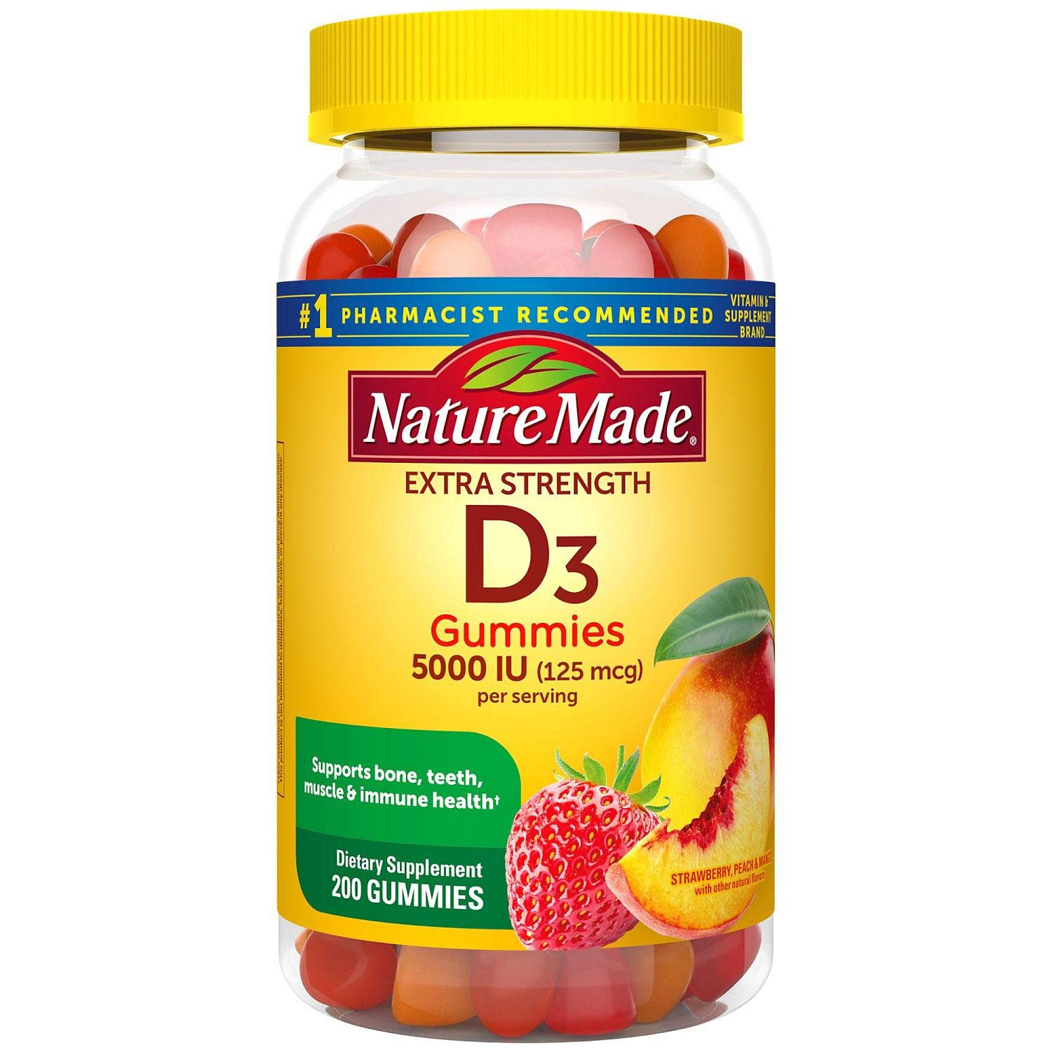 Nature Made Vitamin D3 5000 IU (125 mcg) Gummies 200 Count
