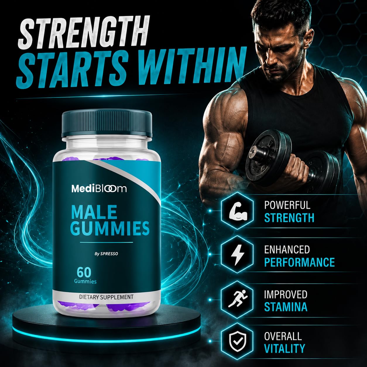 SPRESSO Medibloom Male Gummies, 60 Count