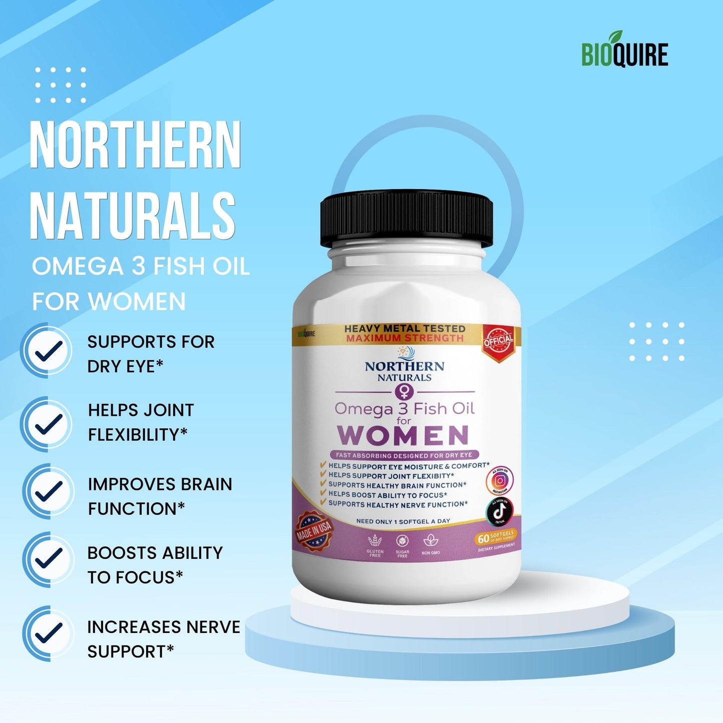 BIOQUIRE Omega 3 Fish Oil for Women Capsule 60