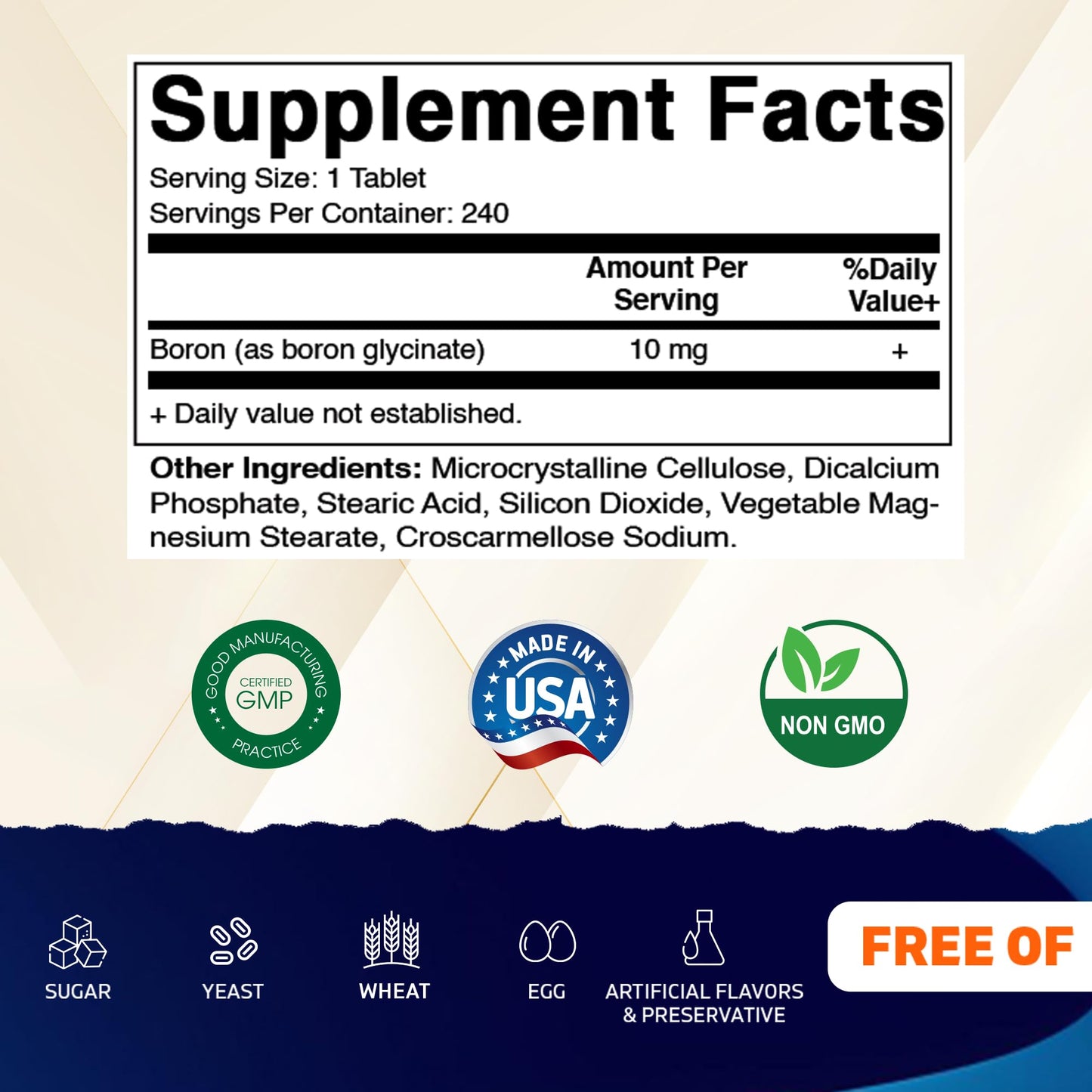 Vitamatic Chelated Boron (as Glycinate) 10mg Tablets, 480 Count