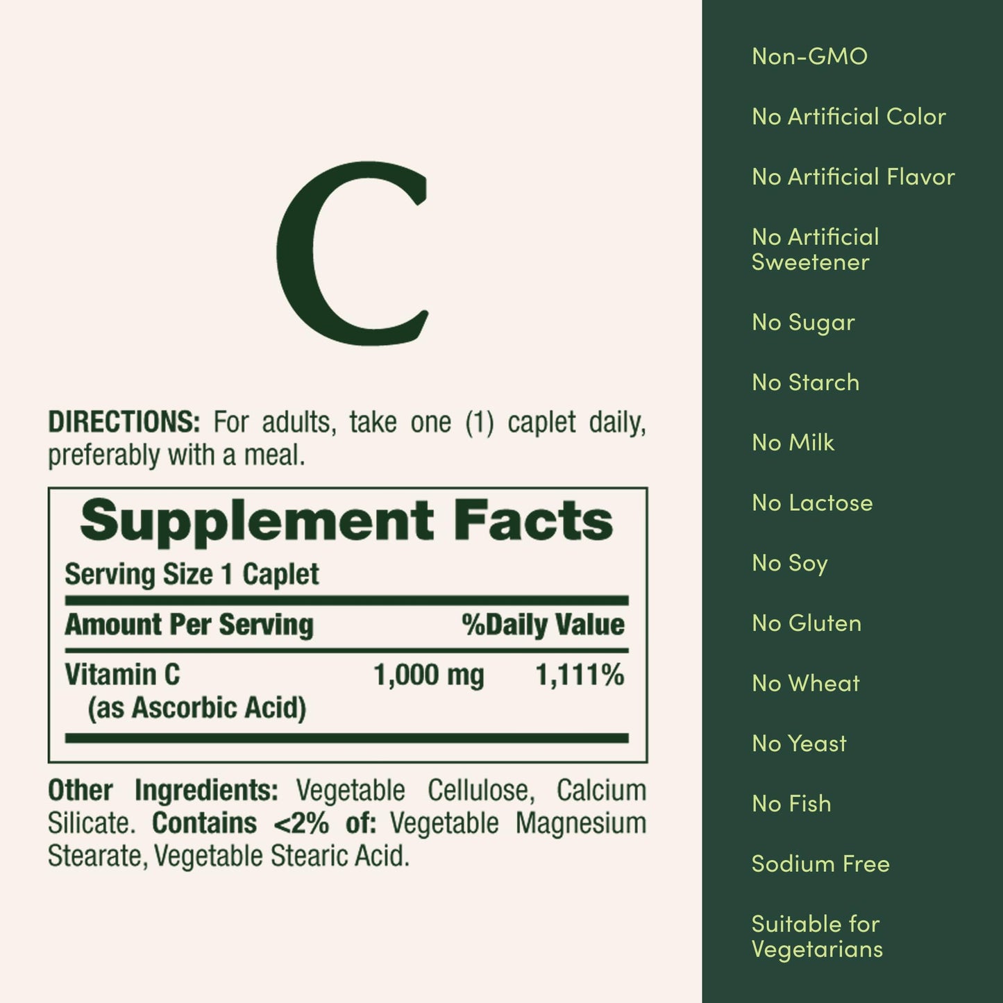 Nature's Bounty Vitamin C 1000mg Caplets, 100 Count