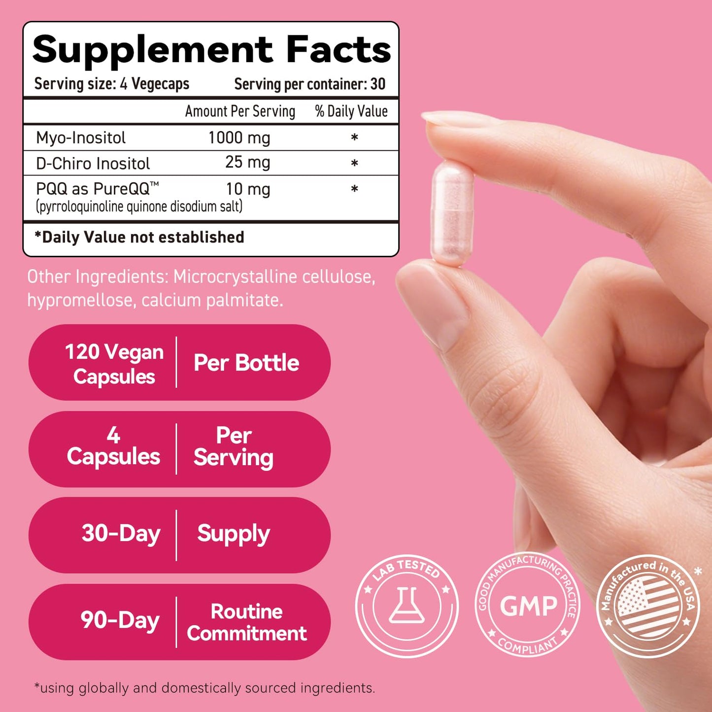 ESTHELIV Optimal Ovarian Health Myo-Inositol + D-Chiro & PQQ Capsules 120