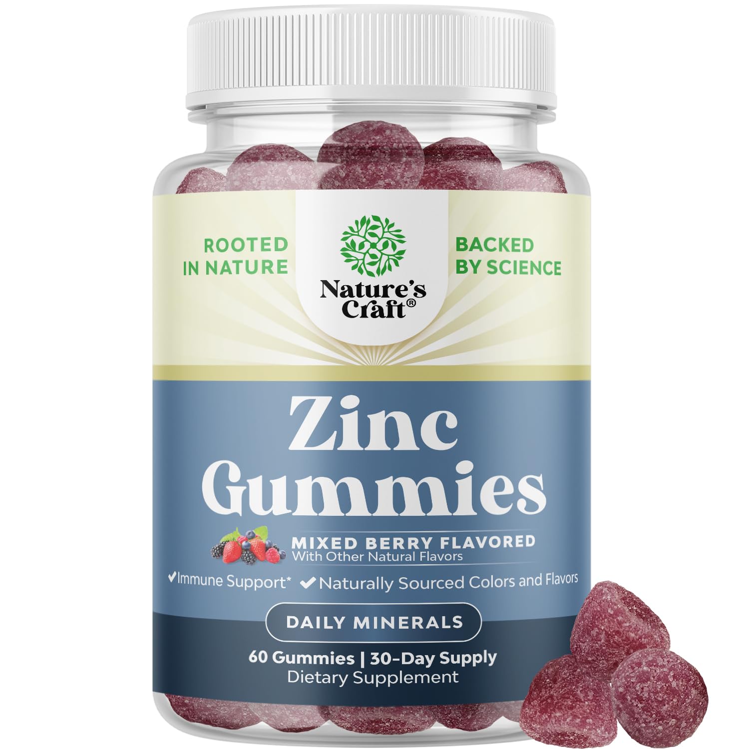 Nature's Craft Extra Strength Zinc Gummies for Adults, 60 Count