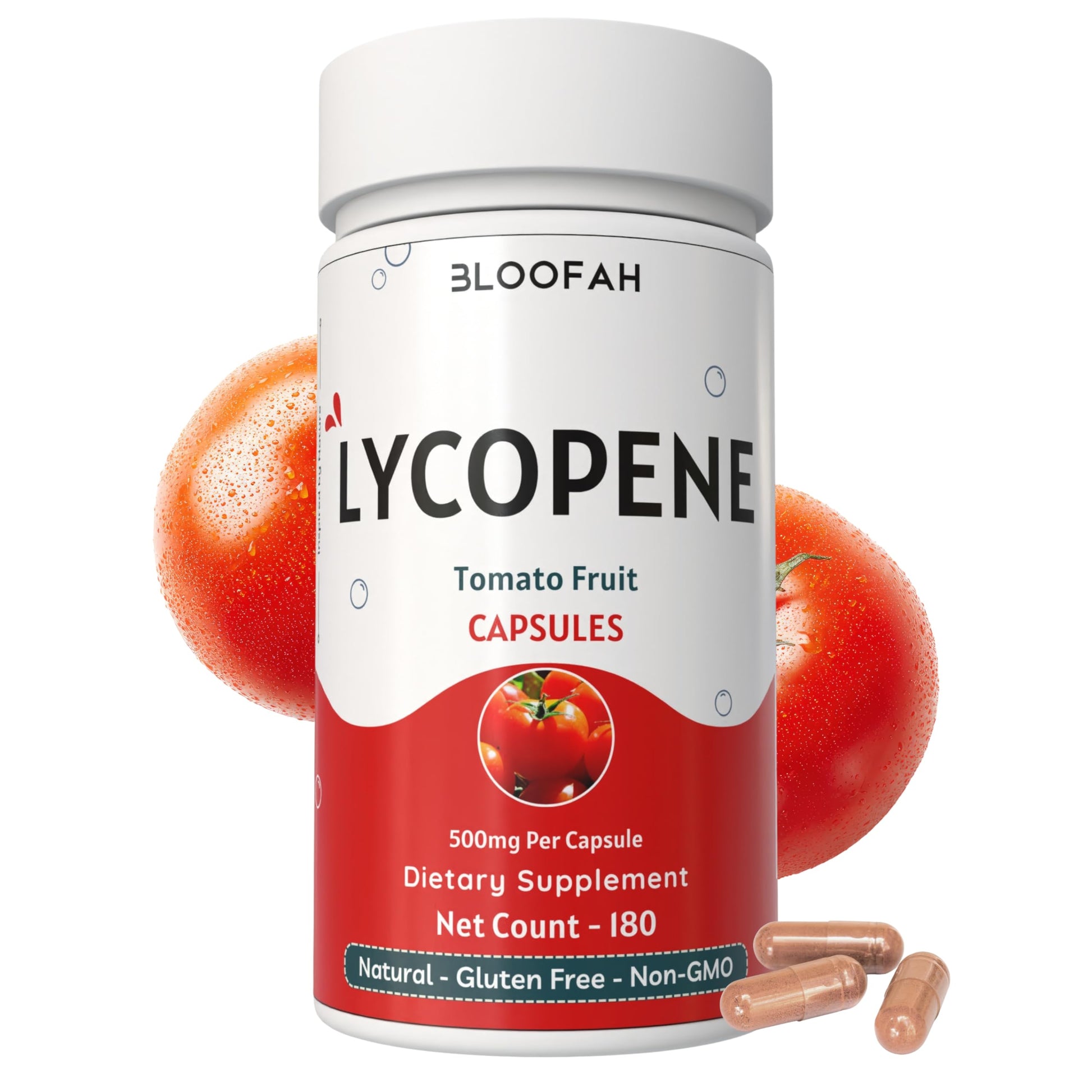 Bloofah Lycopene Supplement Capsules 500mg, 180 Count