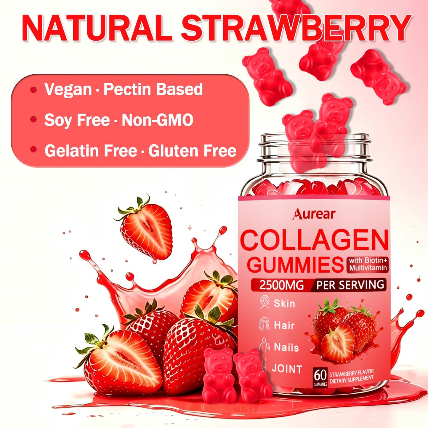 Aurear Collagen Peptides Gummies 60 Count