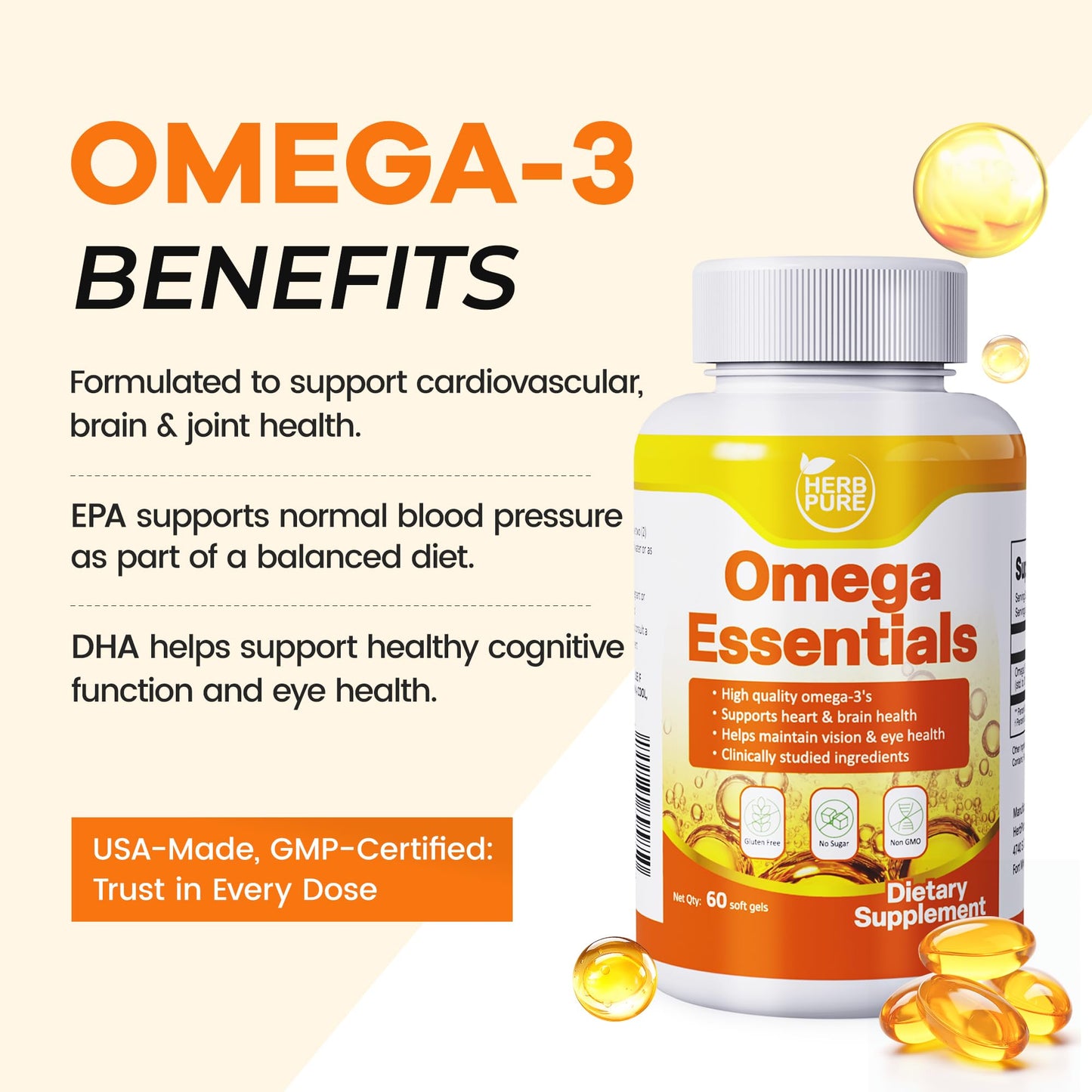 HERB PURE Omega-3 Fish Oil Capsule 180 Capsules