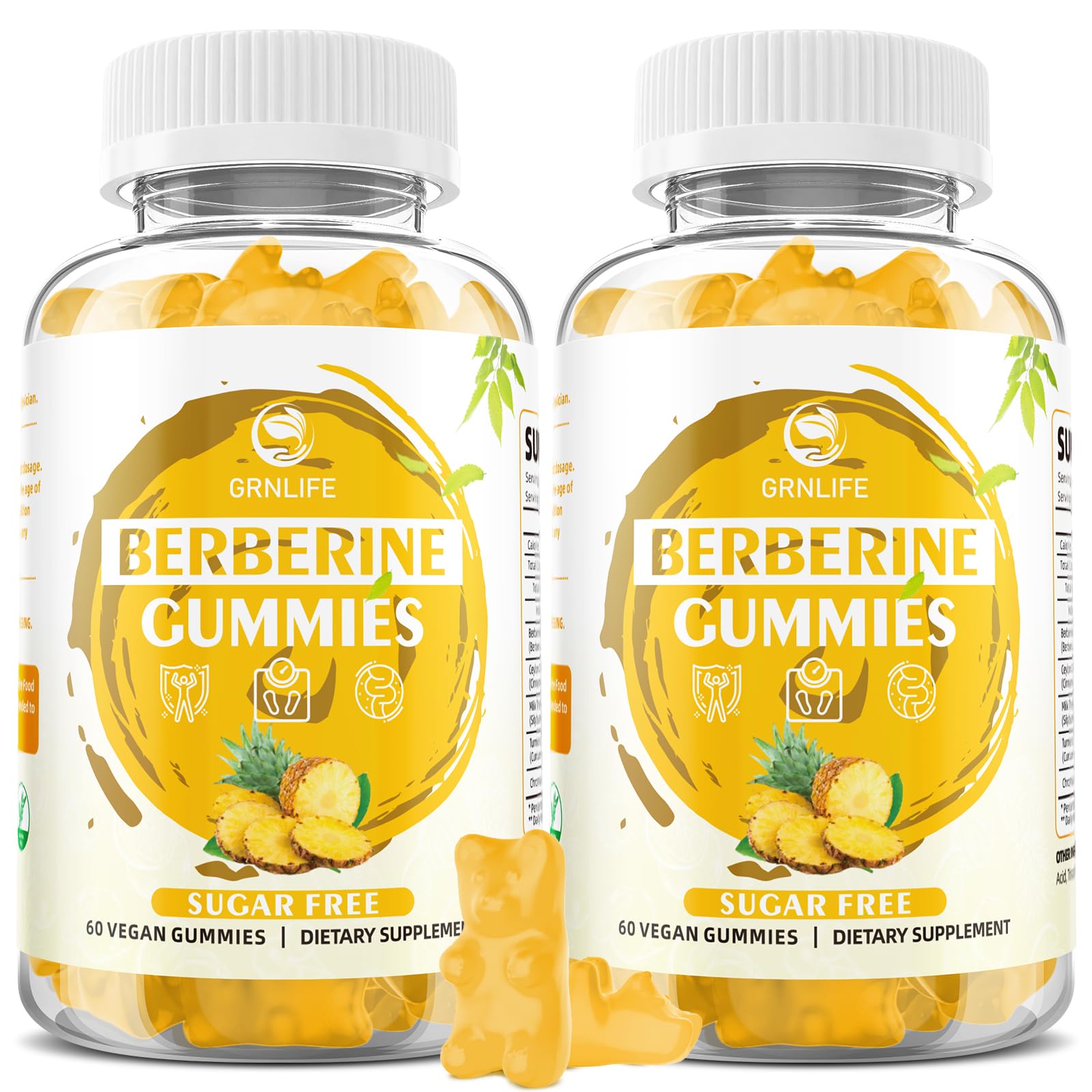 GrnLife Berberine Gummies with Ceylon Cinnamon High Potency Berberine HCL Supplement for Immune and Metabolism Support, 120 Count