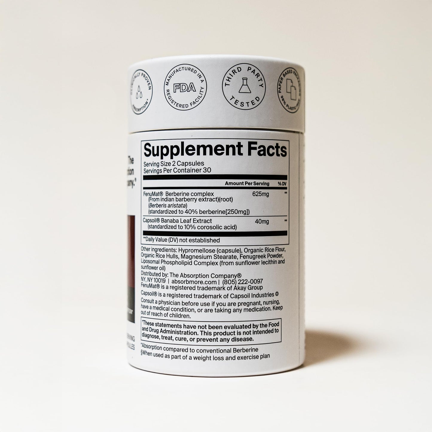 The Absorption Company Berberine Supplement Capsule, 60