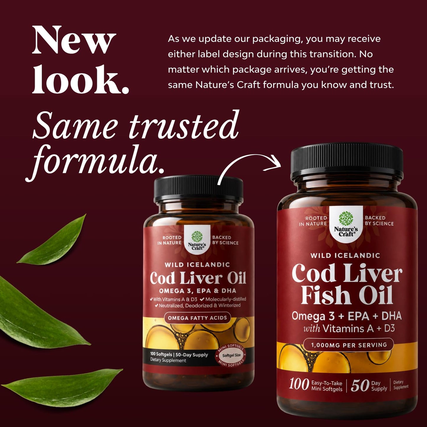 Natures Craft Icelandic Wild Caught Cod Liver Oil Softgels, 100 Count