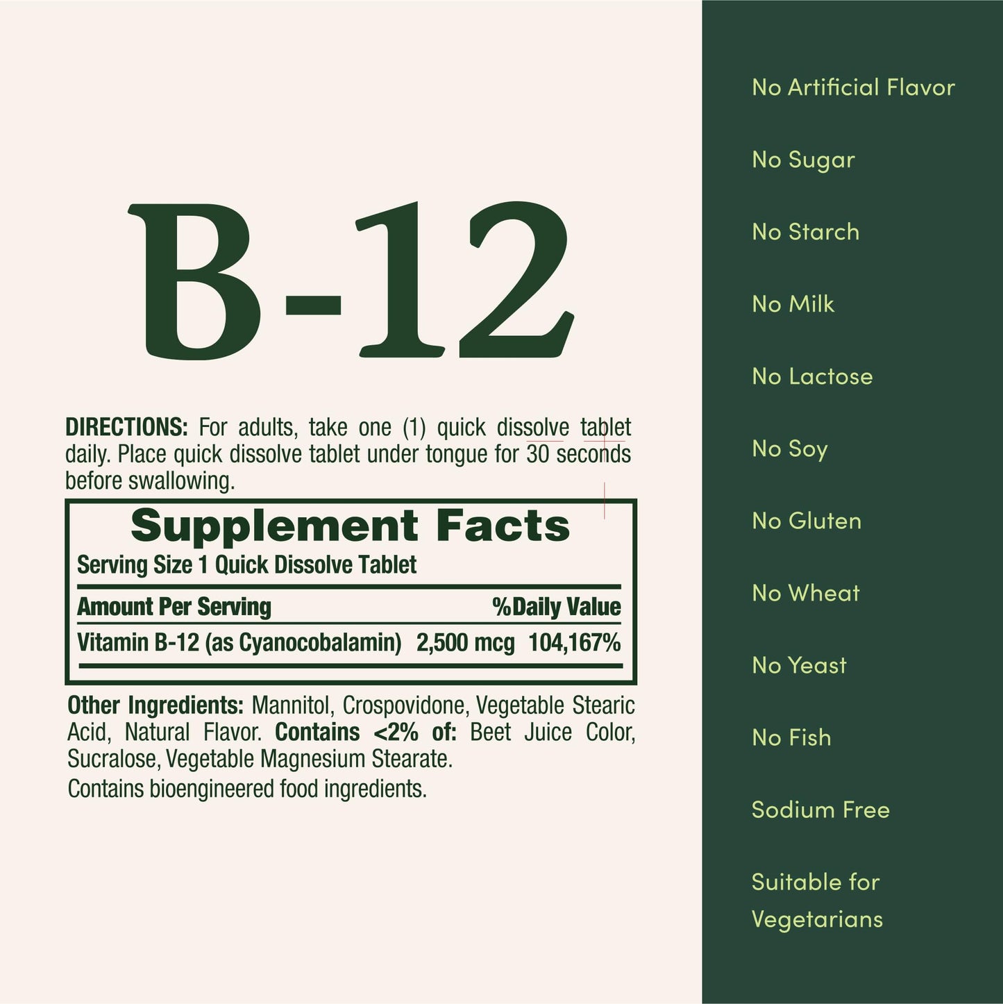 Nature's Bounty Vitamin B12 2500 mcg Tablets, 75 Count