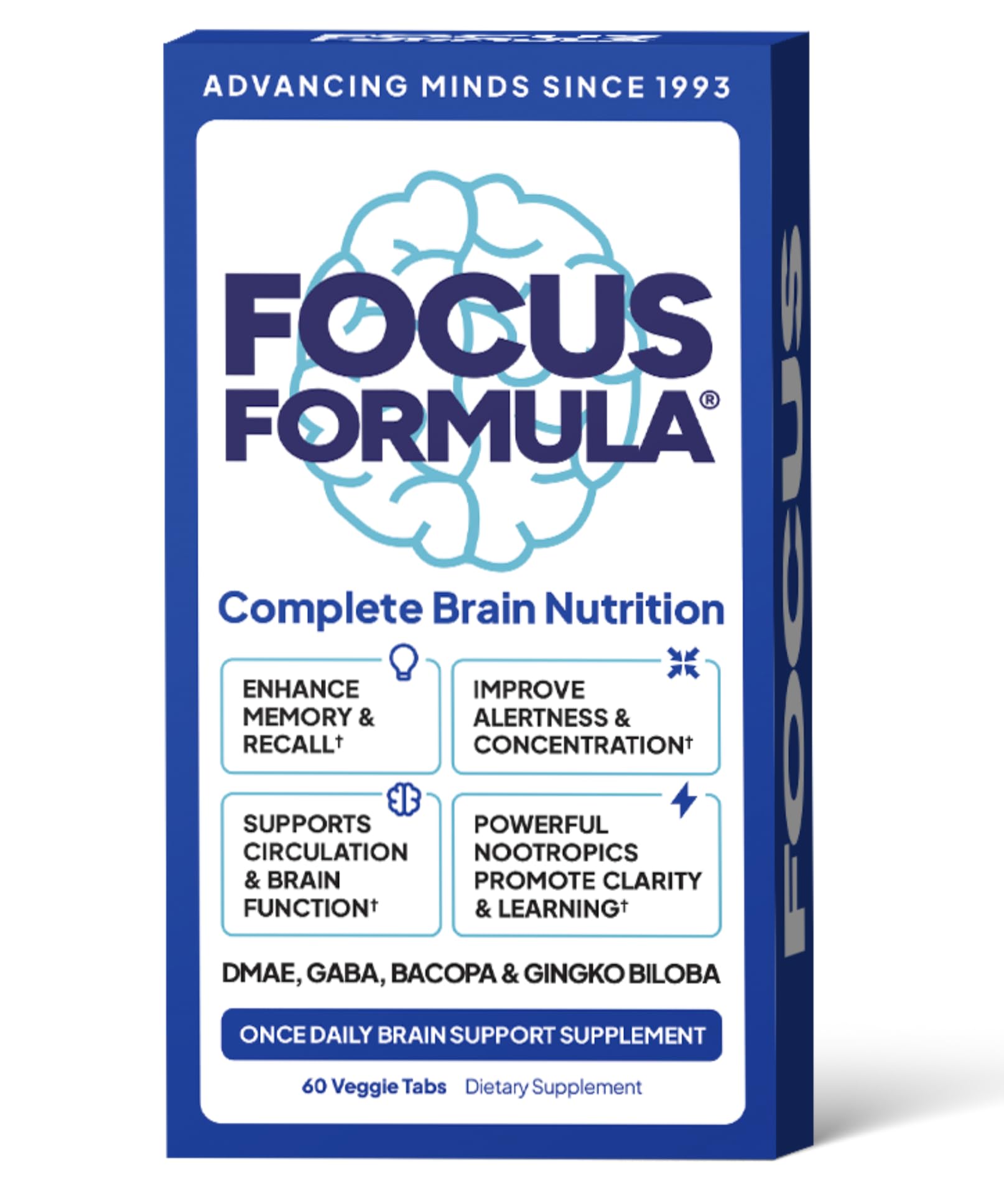 Microbiome Plus Focus Formula Nootropic Brain Supplement Tablet, 60 Count