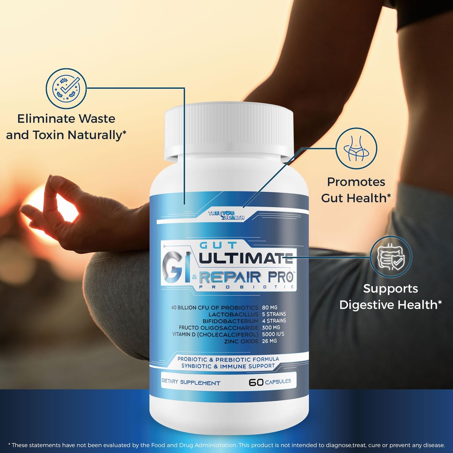 True You Health Gut & GI Ultimate Repair Pro Probiotic Capsule, 60 Count