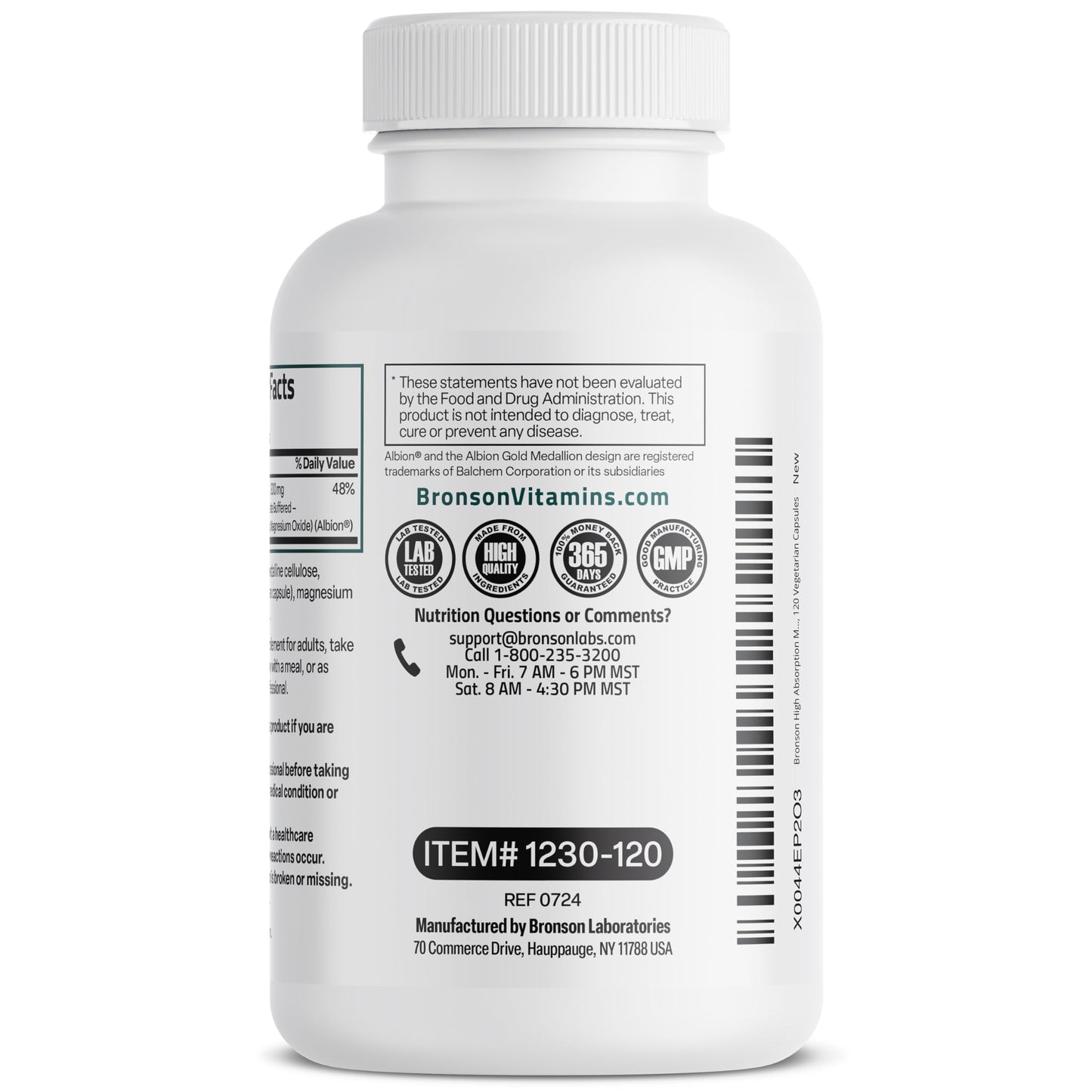 Bronson Magnesium Glycinate 200 mg Chelated High Absorption Capsules, 120 Count