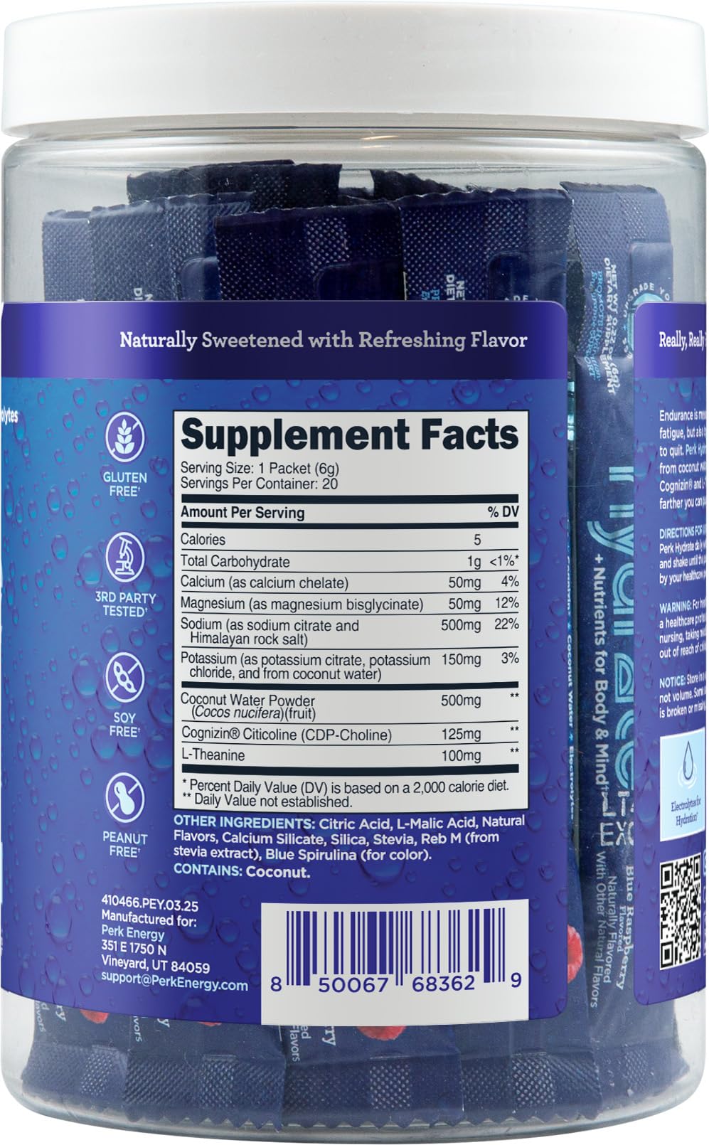 Perk Hydrate Electrolyte Stickpacks Powder, 20 Packets