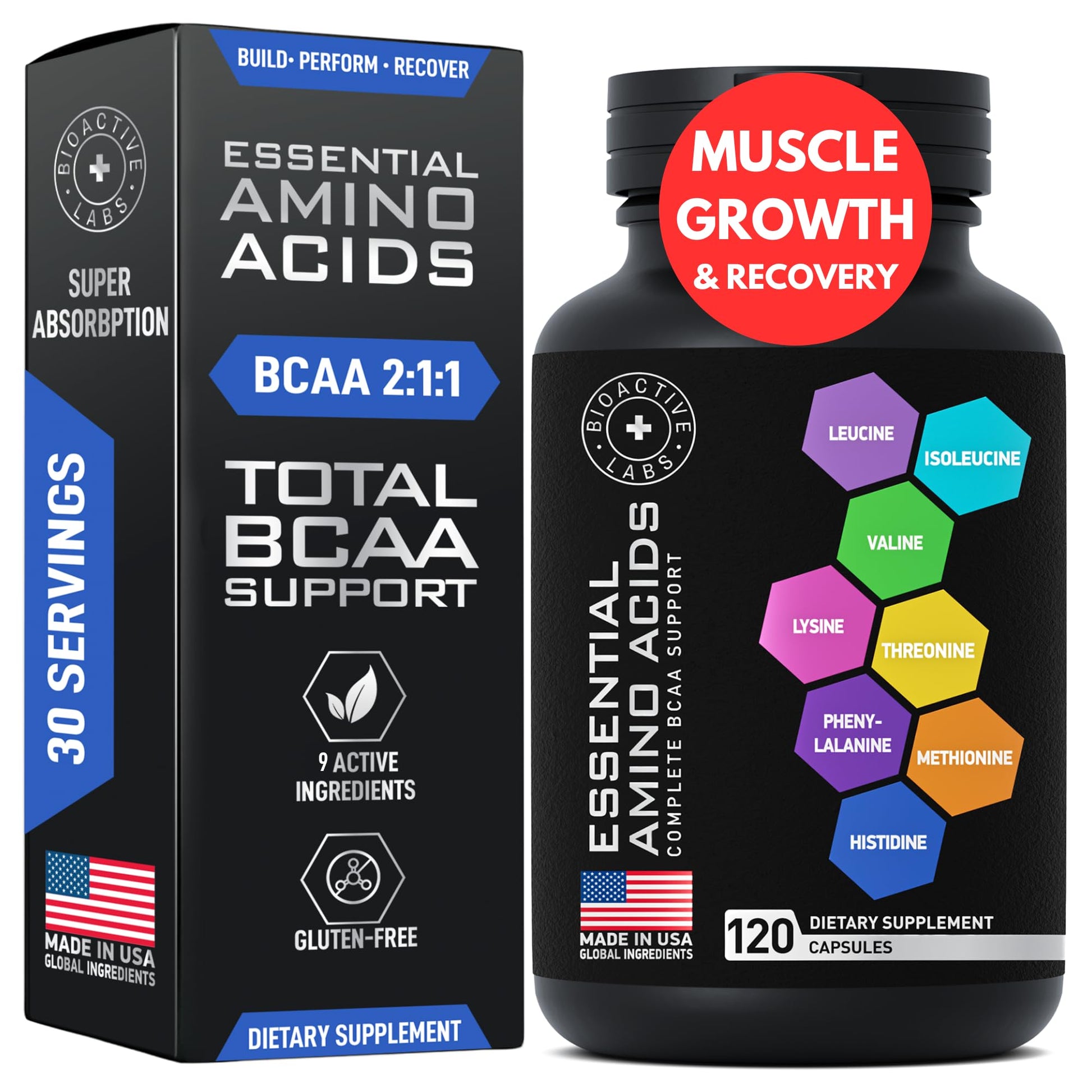 BIOACTIVE LABS Essential Amino Acids Supplement Capsule 120 Count
