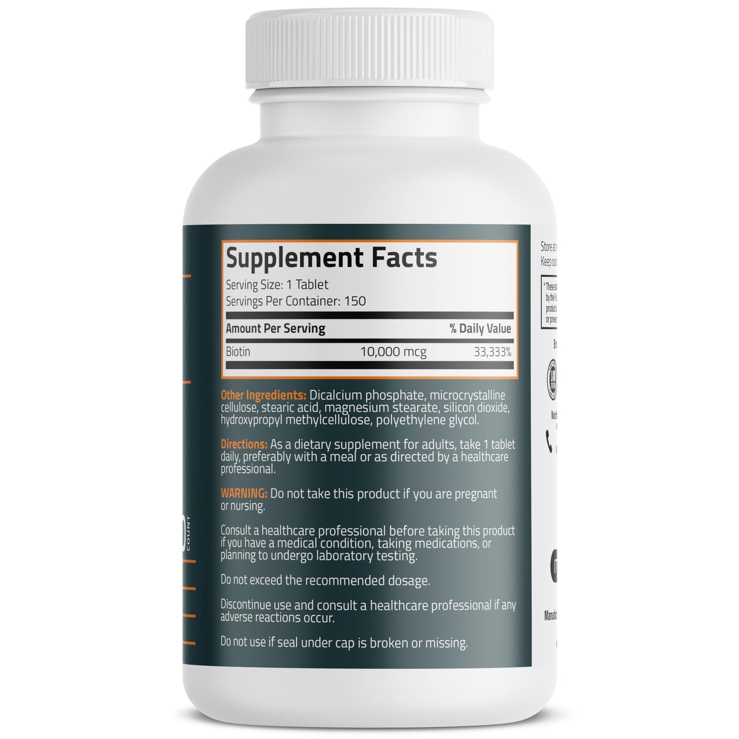 Bronson Biotin 10,000mcg Tablet, 150 Tablets