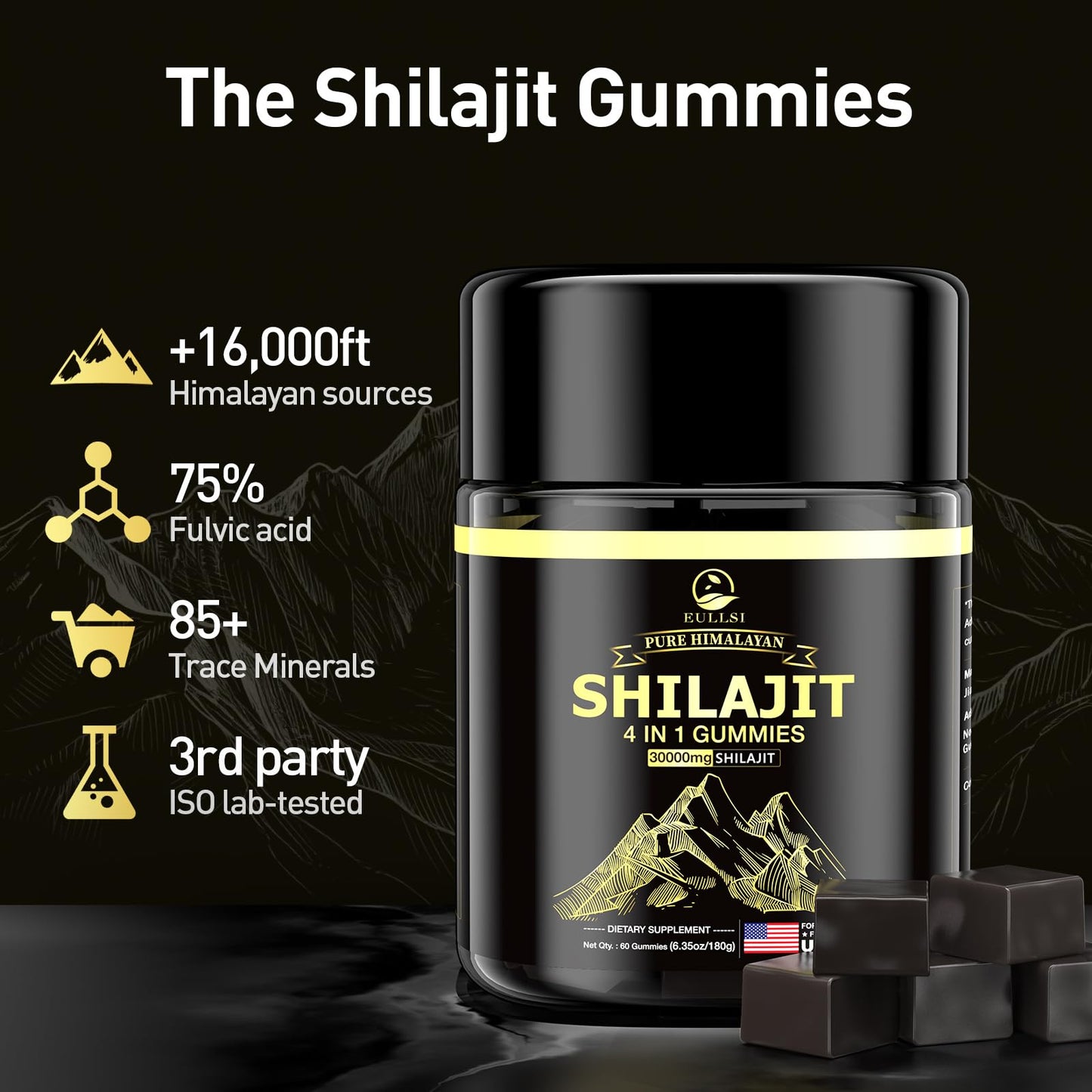Eullsi Shilajit Gummies with Organic Ashwagandha, 120 Count
