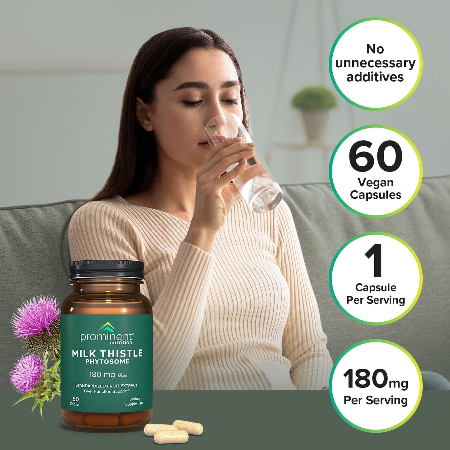 Prominent Nutrition Milk Thistle Phytosome Siliphos Milk Thistle Extract Capsule, 120 Capsules