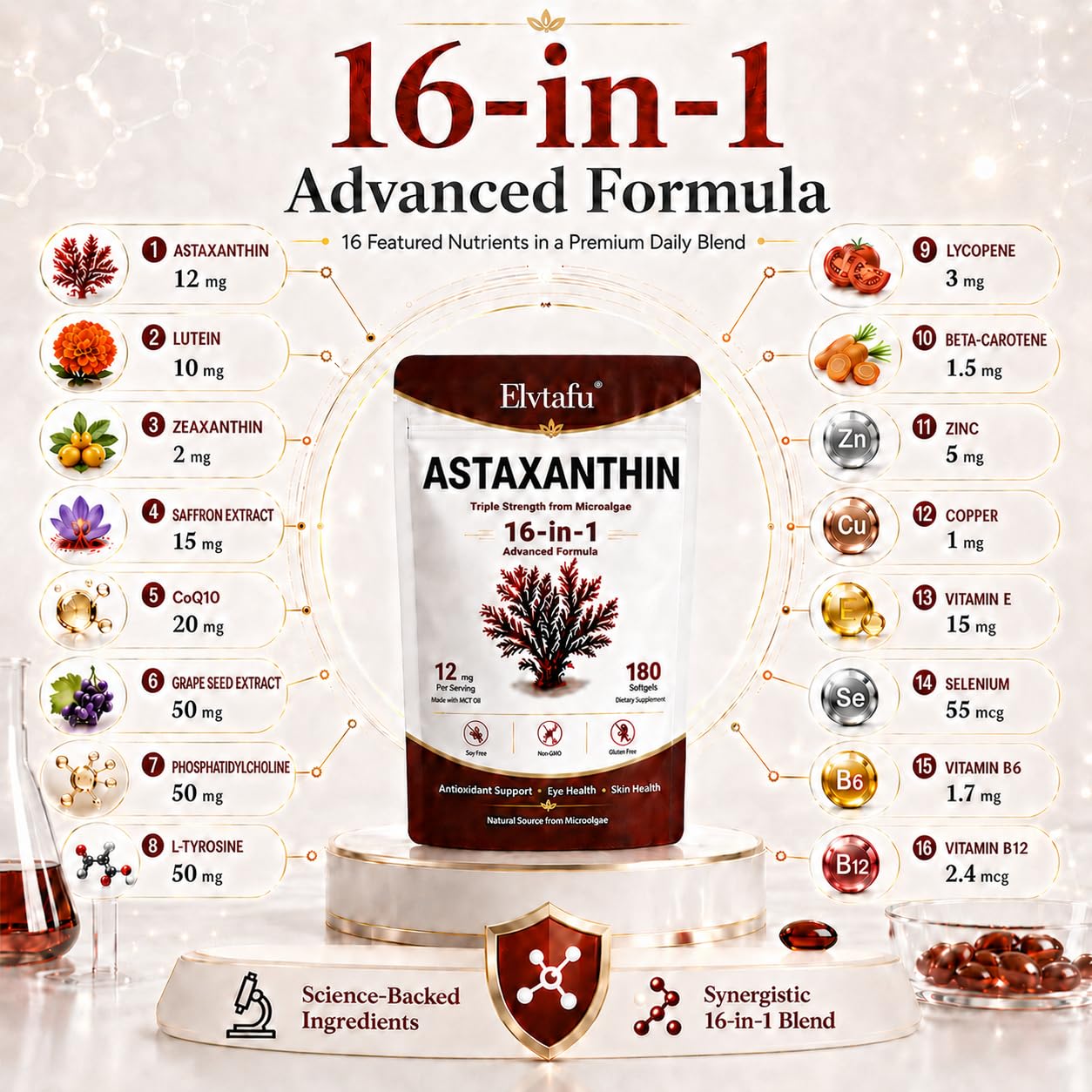 Elvtafu Astaxanthin Softgels 180 Count