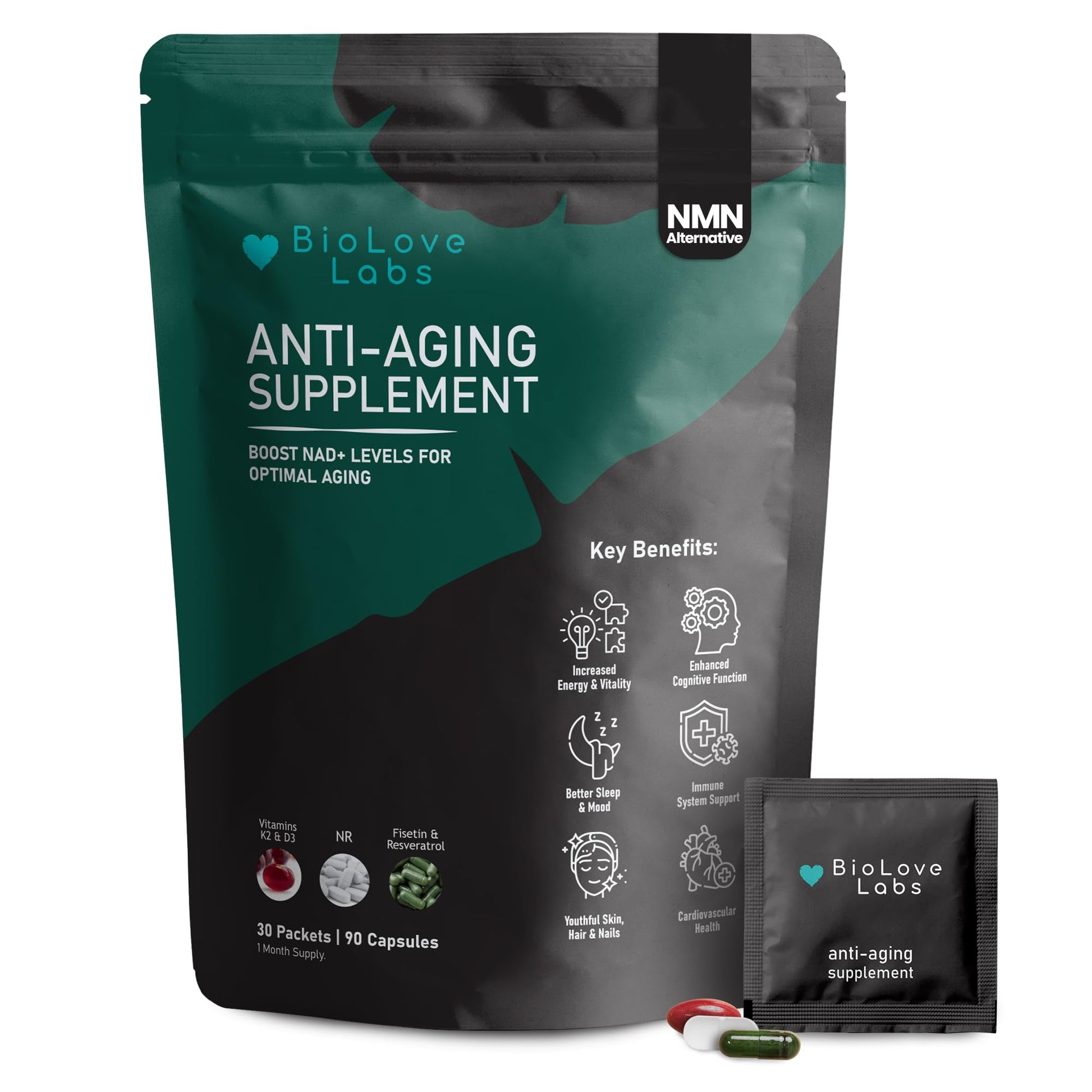 BioLove Labs NAD 3 in 1 Booster Capsules, 90 Count