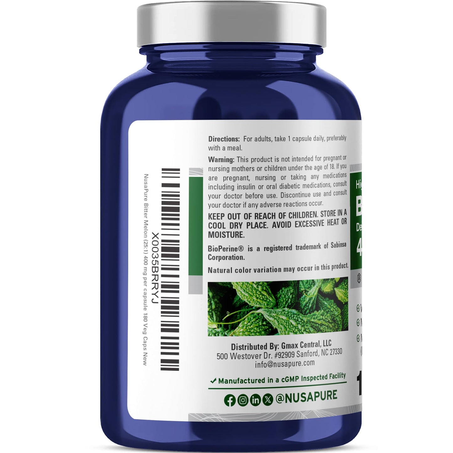 NusaPure Bitter Melon Capsule, 180 Count