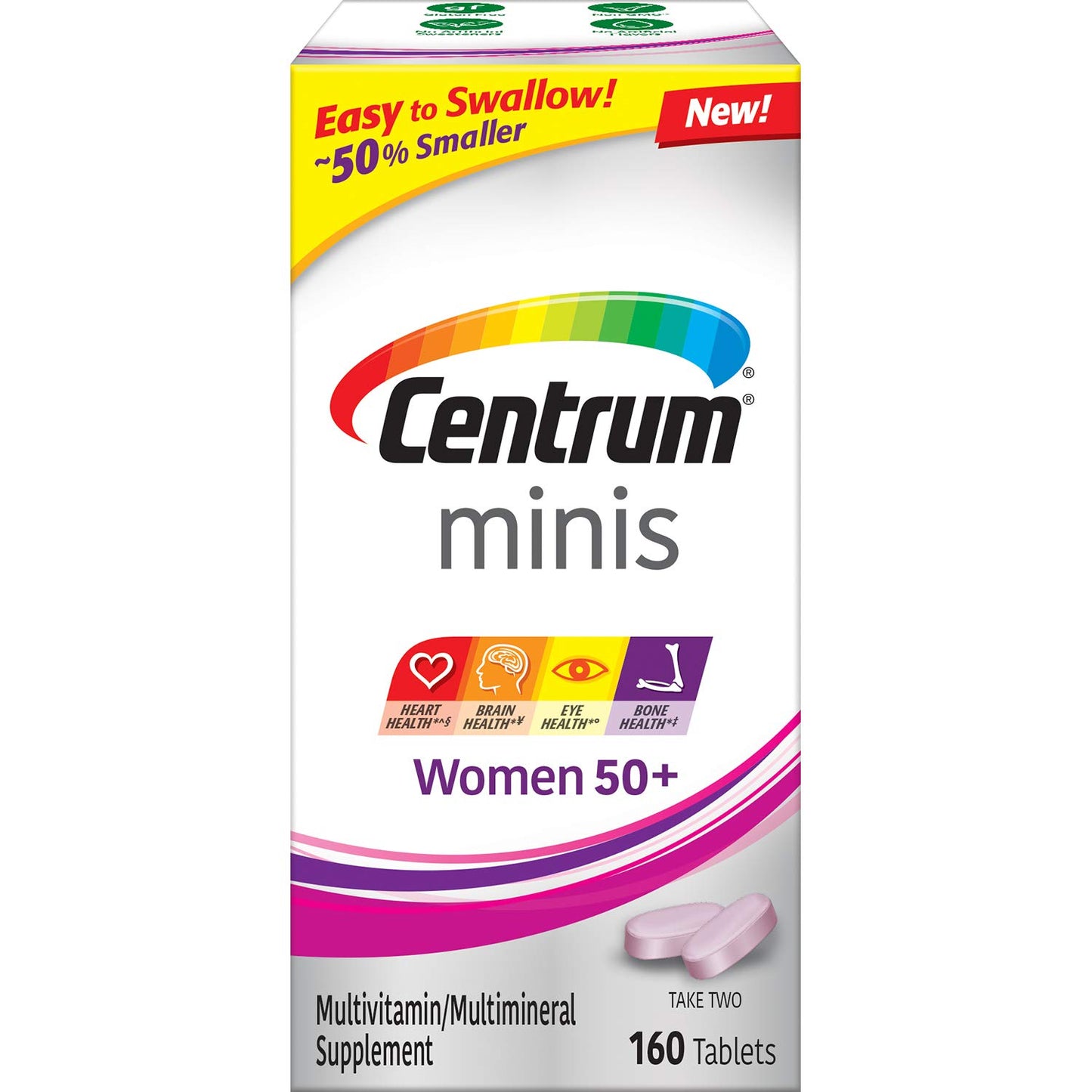Tablets Minis Women 50+ Multivitamin Multimineral Heart Brain Eye Tablet 160 Count
