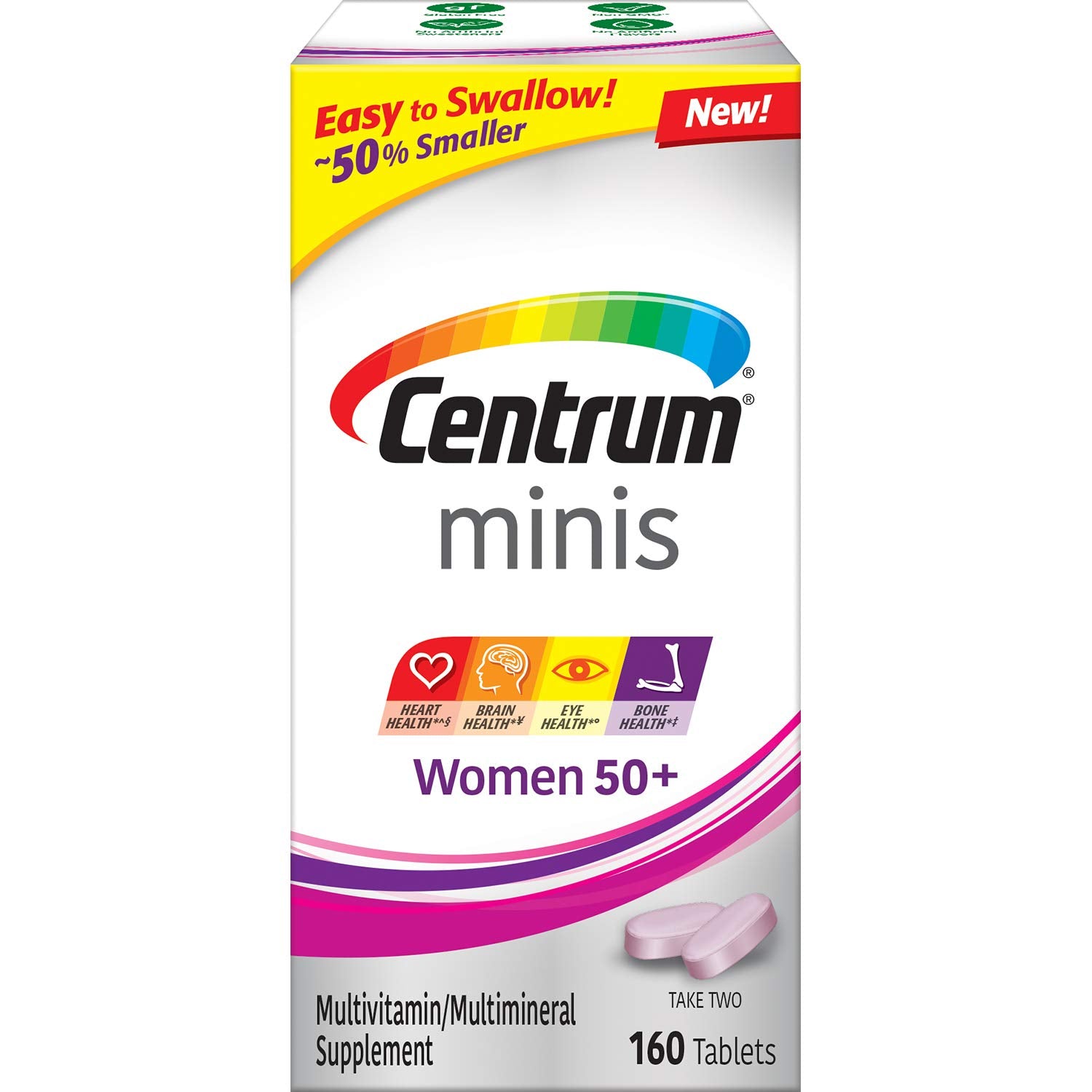 Tablets Minis Women 50+ Multivitamin Multimineral Heart Brain Eye Tablet 160 Count