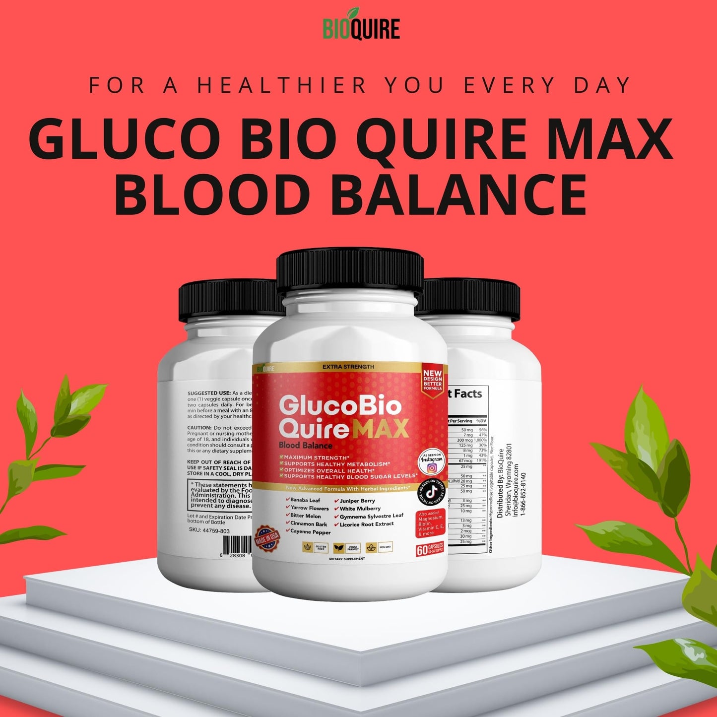 BIOQUIRE Gluco Bio Quire Max Blood Balance Ultra Dietary Supplement Capsules 120