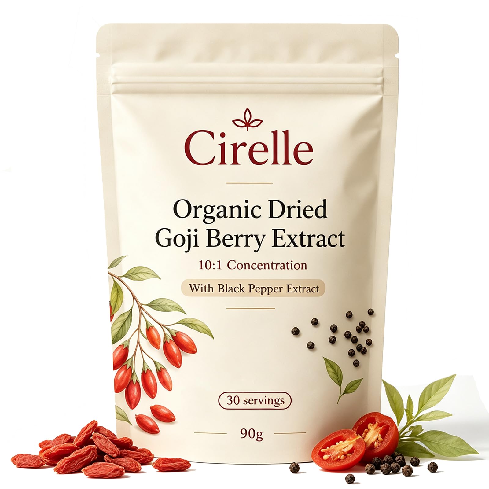 Doletics Cirelle Organic Goji Berries with Black Pepper Extract Capsules, 0.1