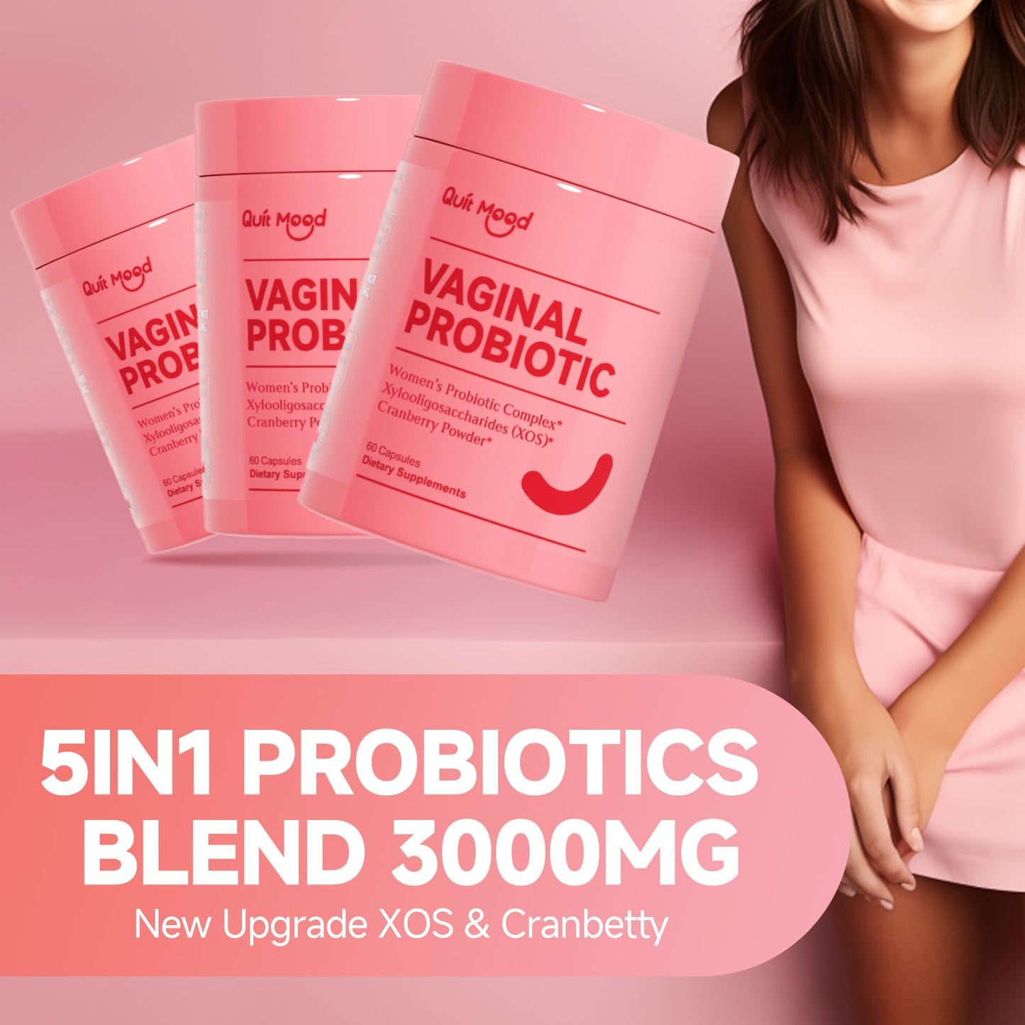 Quit mood Probiotics for Women Balance with Prebiotics and Cranberry Extract 60 Capsules