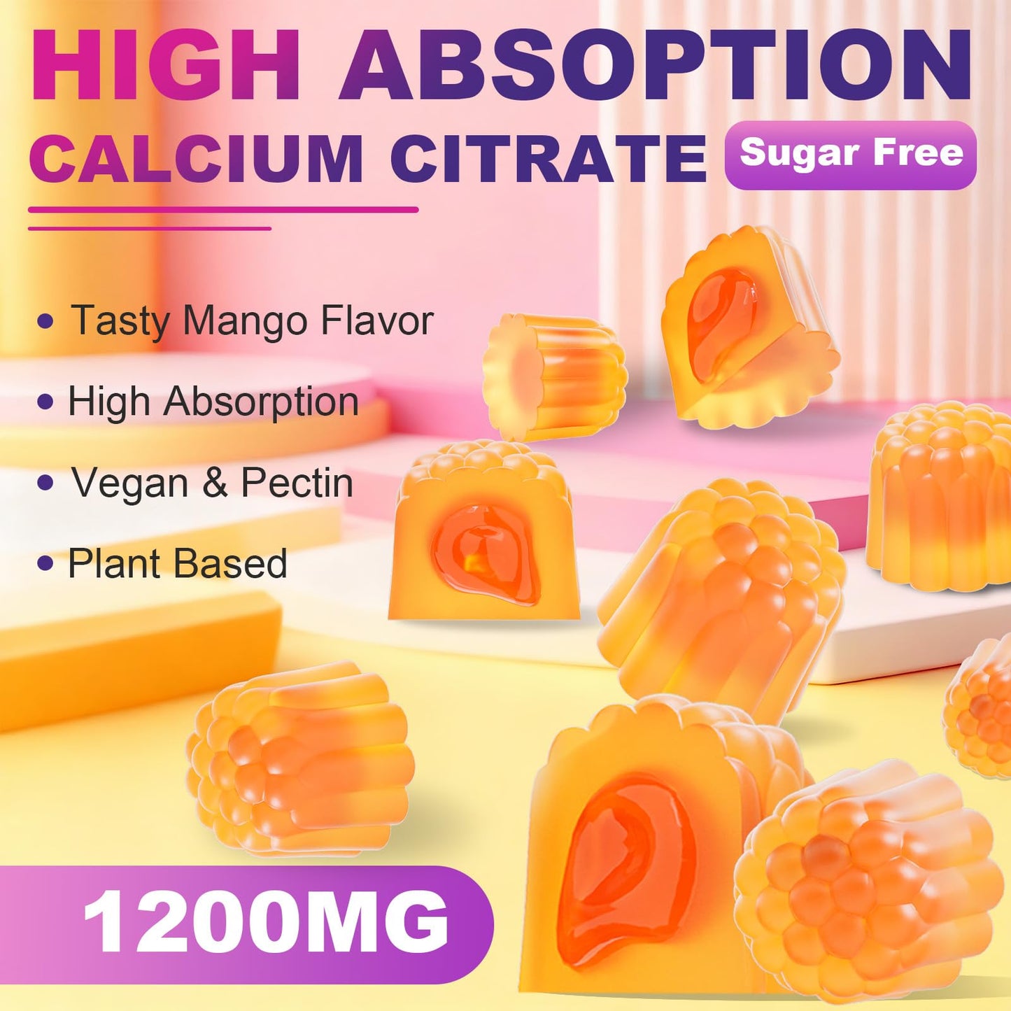 Elysx Calcium Citrate 1200mg with Vitamin D3 Gummies, 60 Count