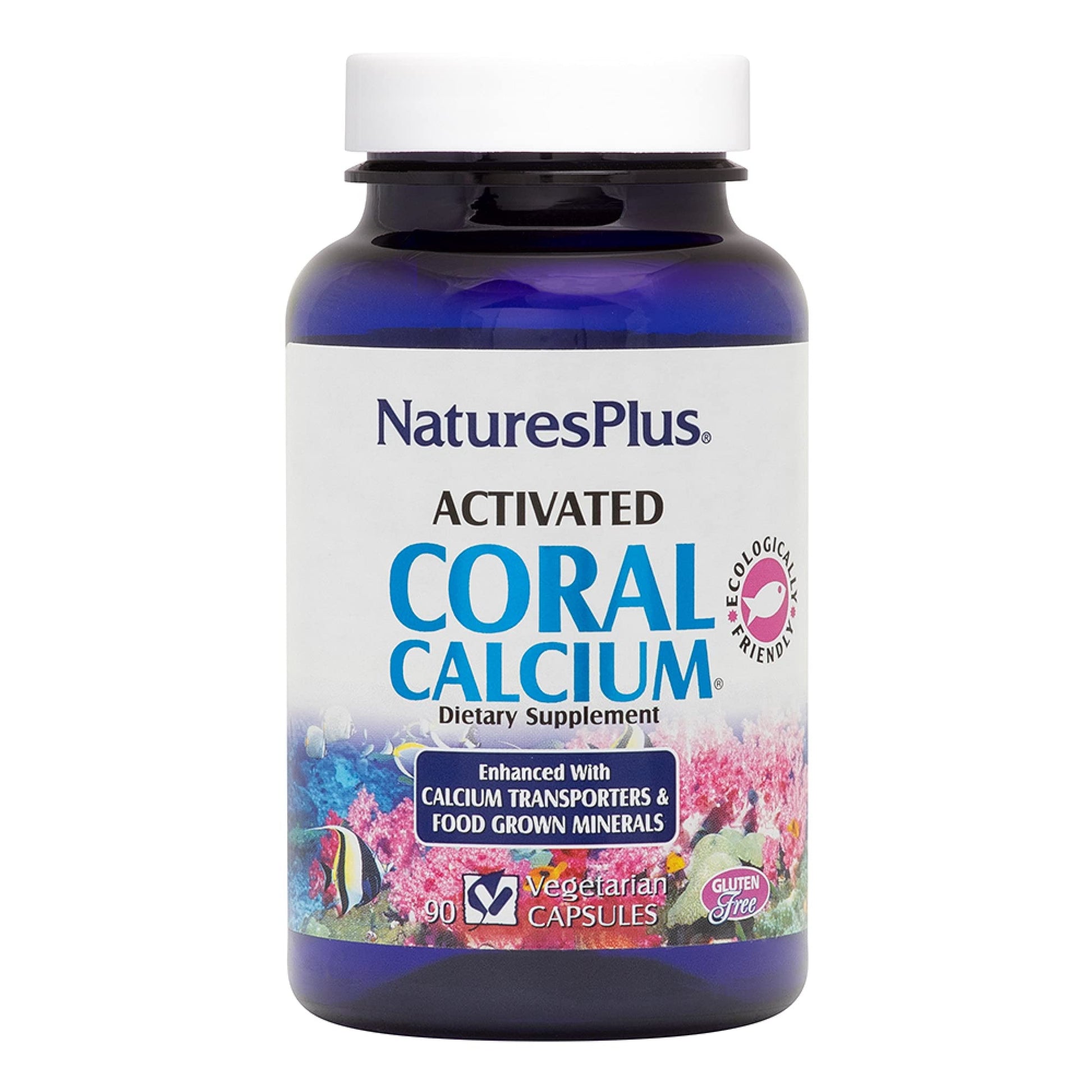NaturesPlus Activated Coral Calcium with Magnesium & Vitamins Capsules 90 Count
