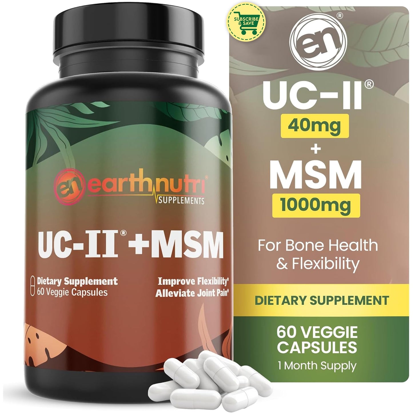 EarthNutri UC-II Collagen & MSM Joint Health Capsules, 60 Count
