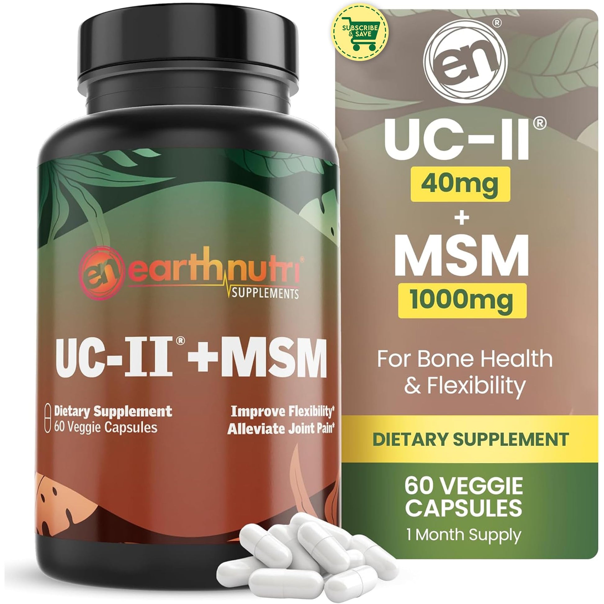 EarthNutri UC-II Collagen & MSM Joint Health Capsules, 60 Count